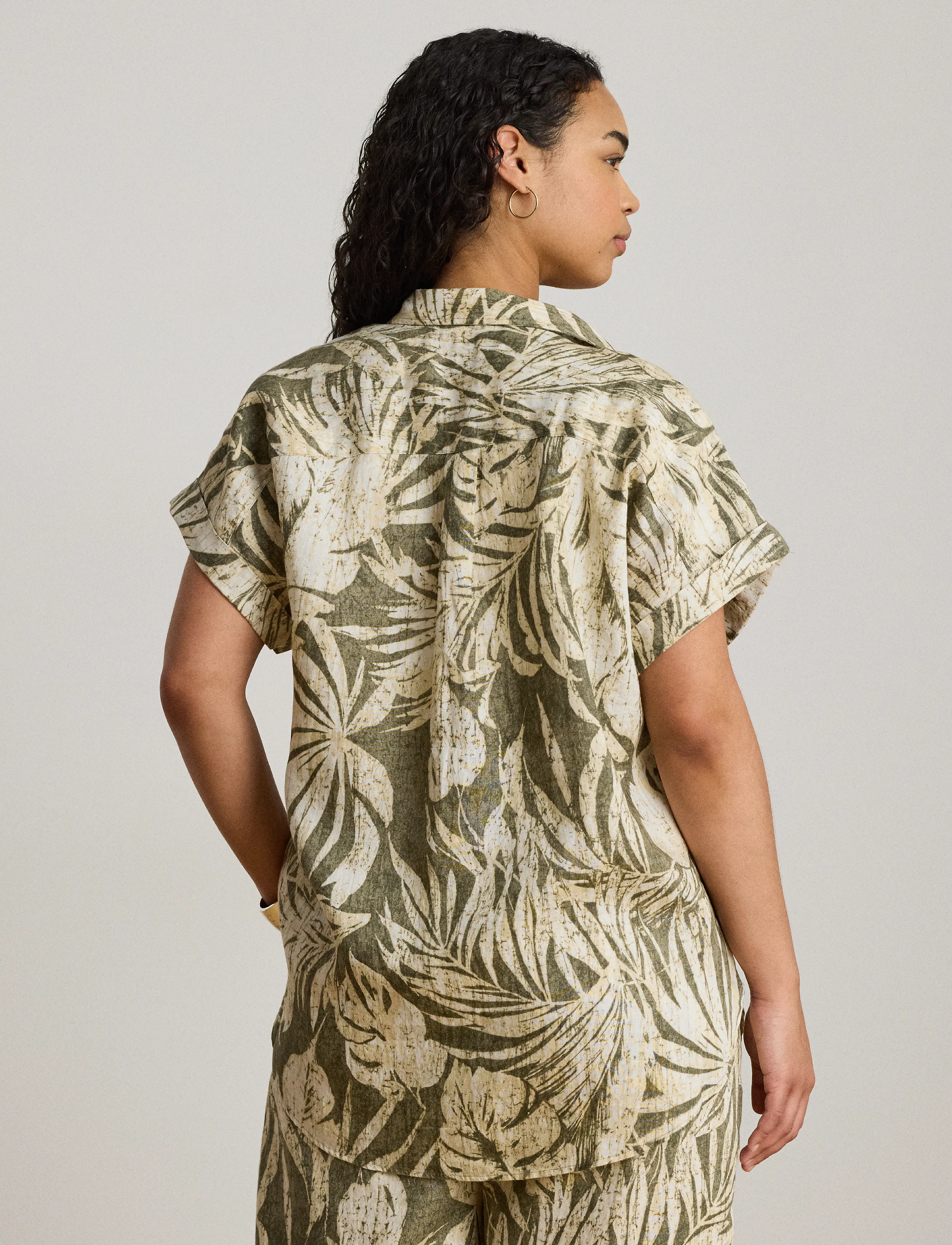Lauren Ralph Lauren - Relaxed Fit Print Short-Sleeve Shirt - lininiai marškiniai - olive multi - 2