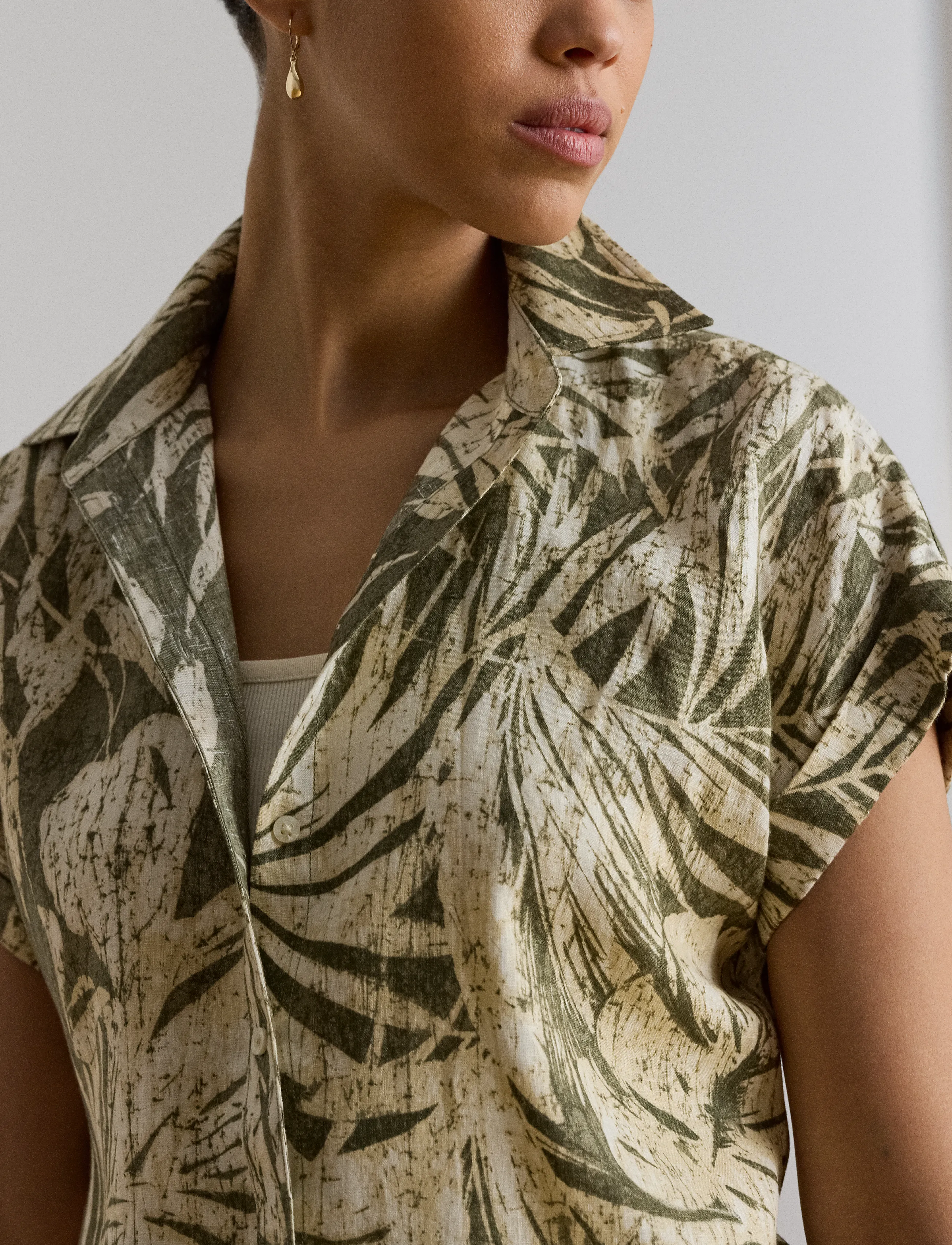 Lauren Ralph Lauren - Relaxed Fit Print Short-Sleeve Shirt - lininiai marškiniai - olive multi - 5