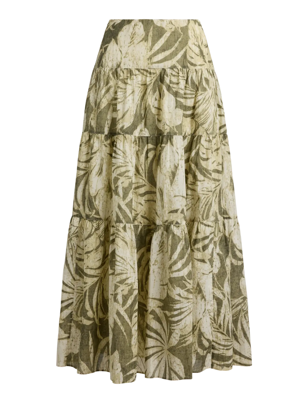 Lauren Ralph Lauren Palm-Frond-Print Voile Tiered Skirt - Maxi Röcke - OLIVE MULTI / khaki/green