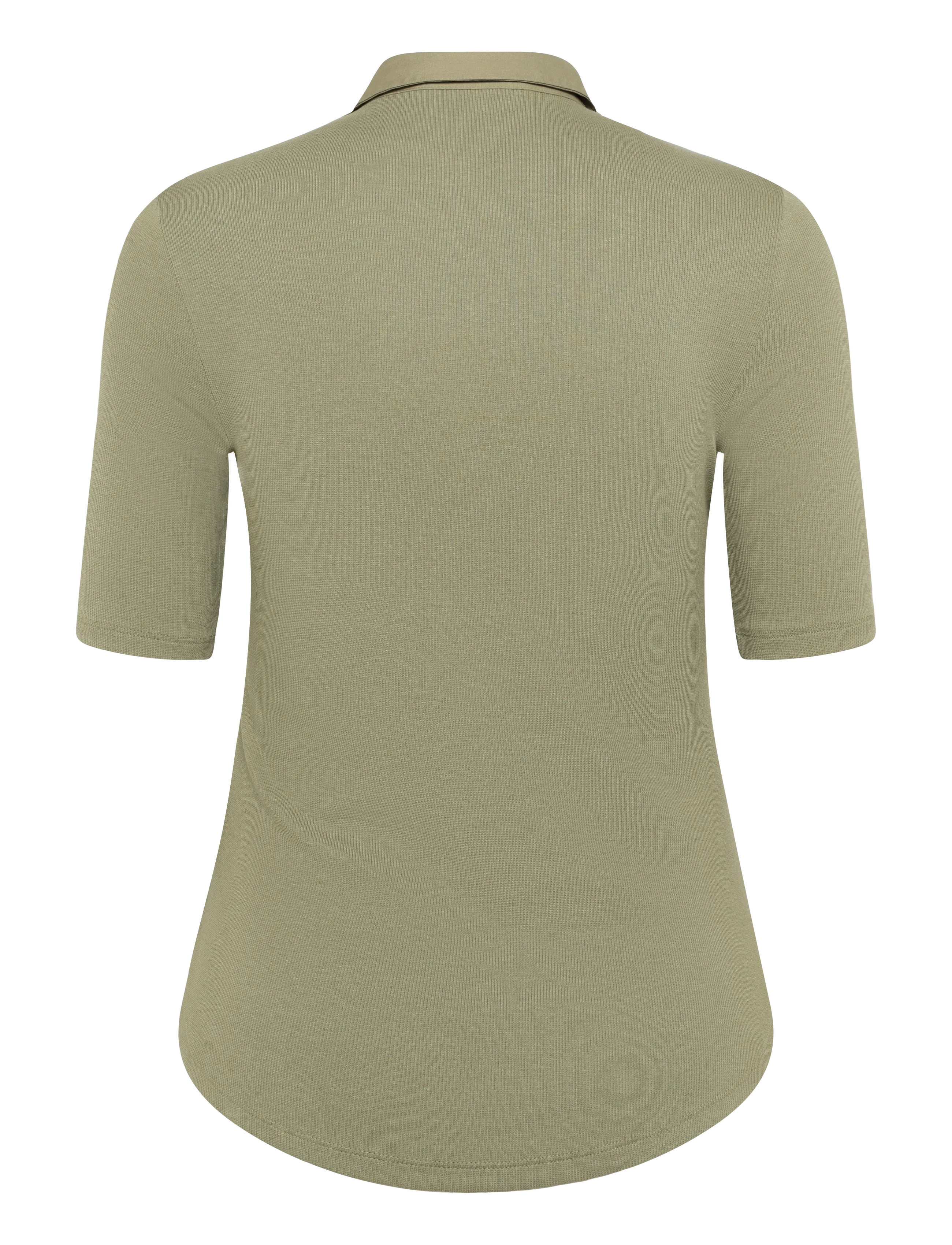 Lauren Ralph Lauren - Rib-Knit Elbow-Sleeve Collared Top - t-shirts - light agave - 2