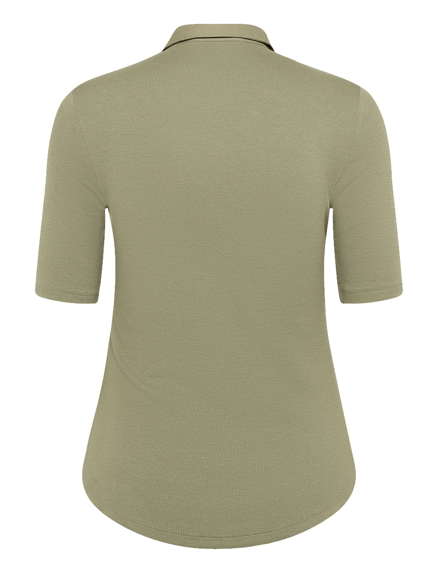 Lauren Ralph Lauren - Rib-Knit Elbow-Sleeve Collared Top - t-shirts - light agave - 2