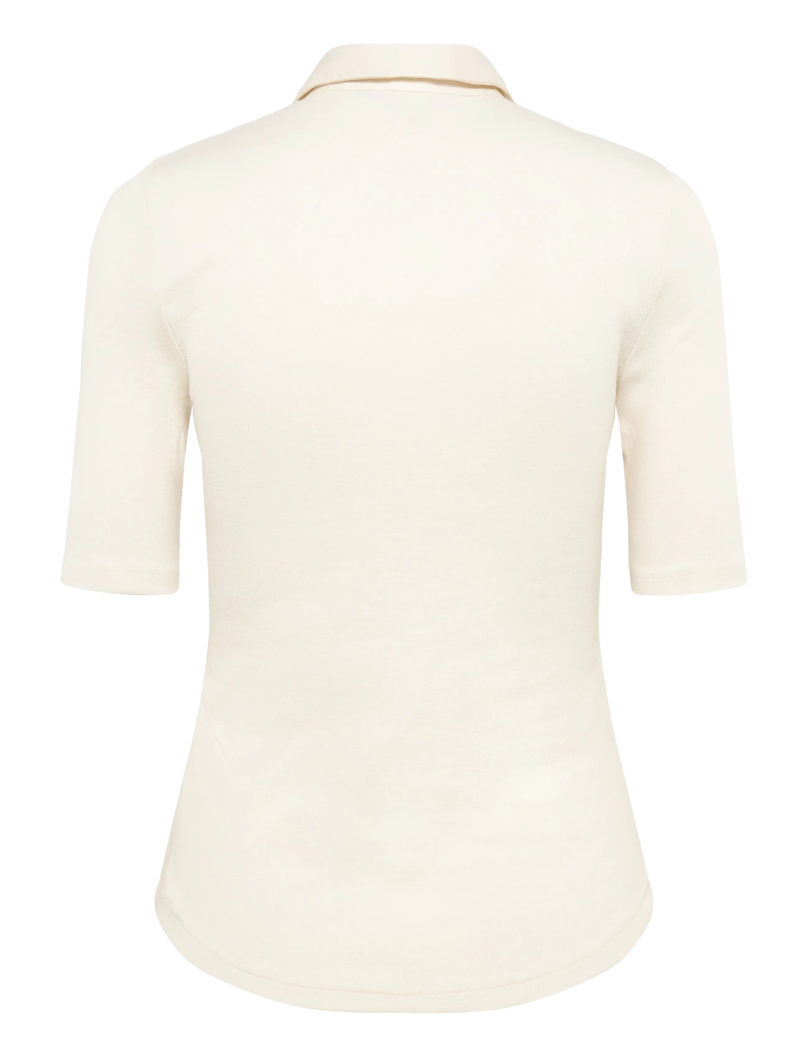 Lauren Ralph Lauren - Rib-Knit Elbow-Sleeve Collared Top - t-särgid - mascarpone cream - 2