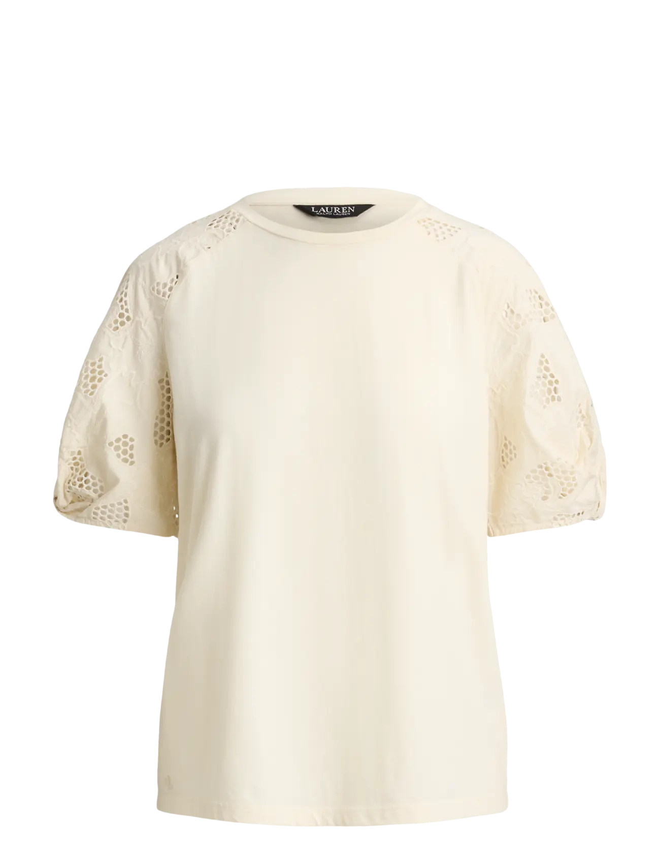 Lauren Ralph Lauren Eyelet-Bubble-Sleeve Cotton Top - Nyheder - MASCARPONE CREAM / cream