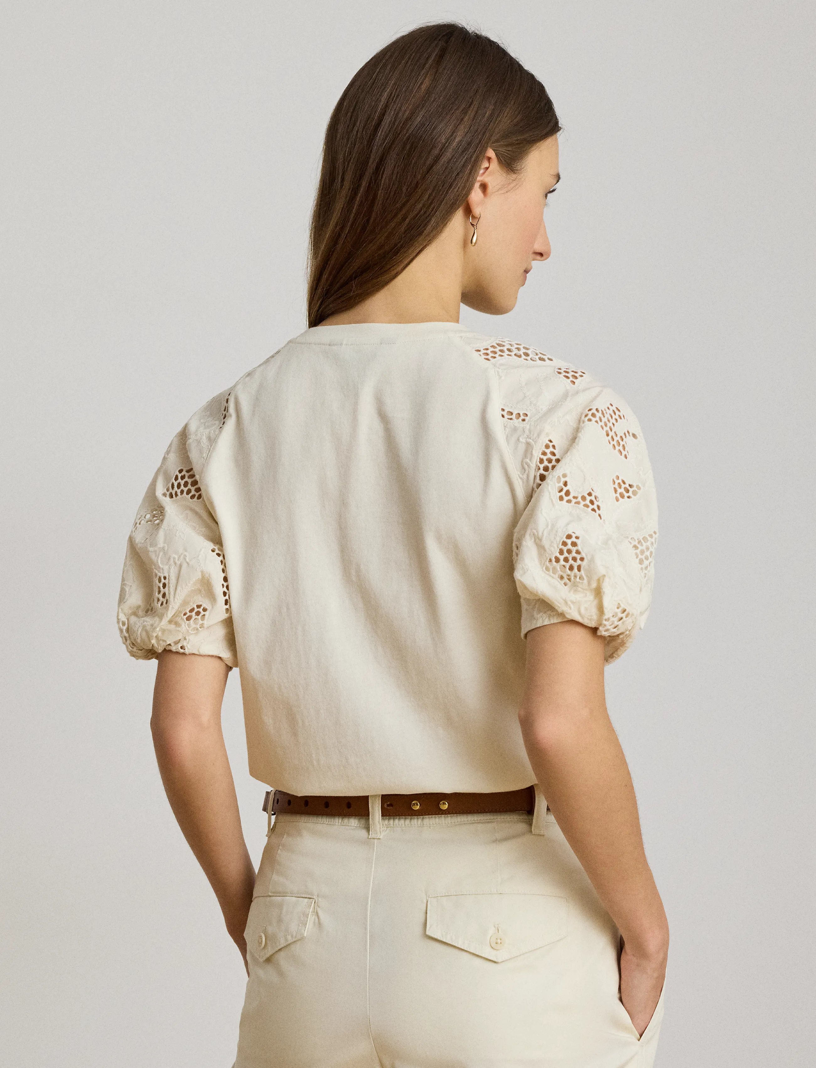 Lauren Ralph Lauren Eyelet-Bubble-Sleeve Cotton Top blusar dam – bild 7