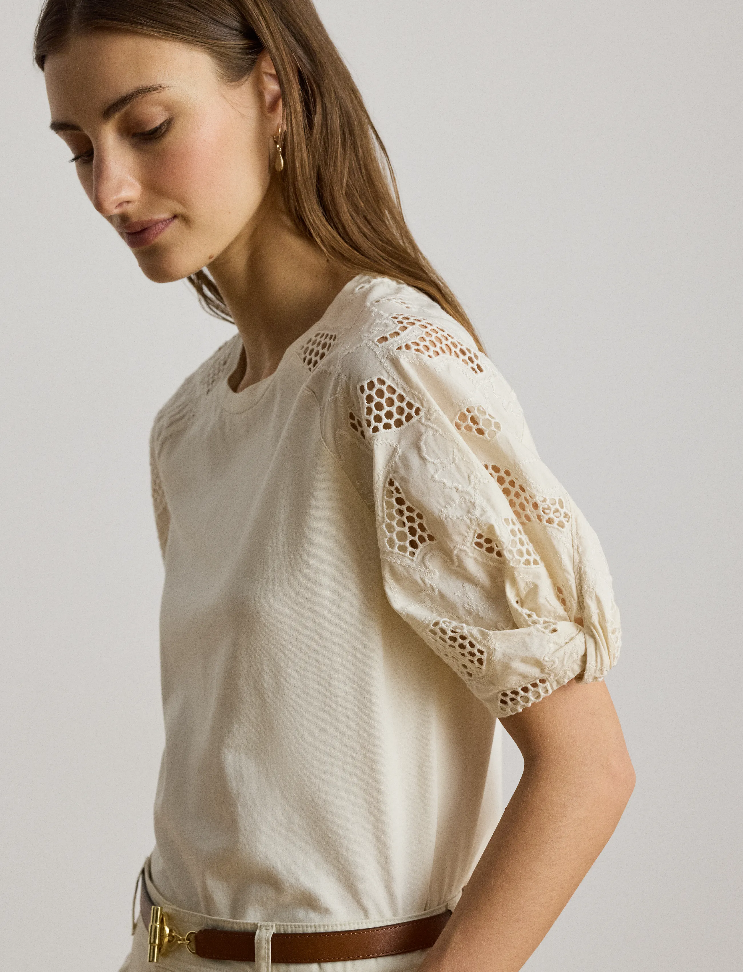 Lauren Ralph Lauren Eyelet-Bubble-Sleeve Cotton Top blusar dam – bild 8