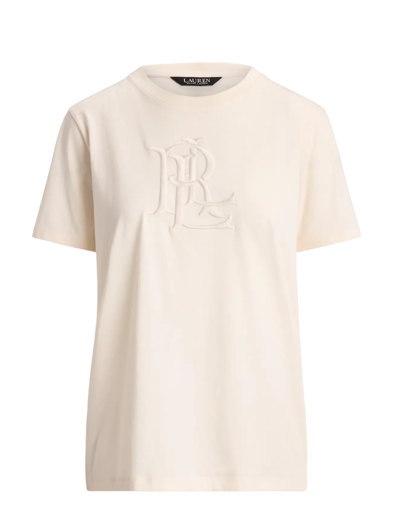 Lauren Ralph Lauren Embroidered-Logo Cotton Jersey Tee - T-shirts & Toppar - MASCARPONE CREAM / cream