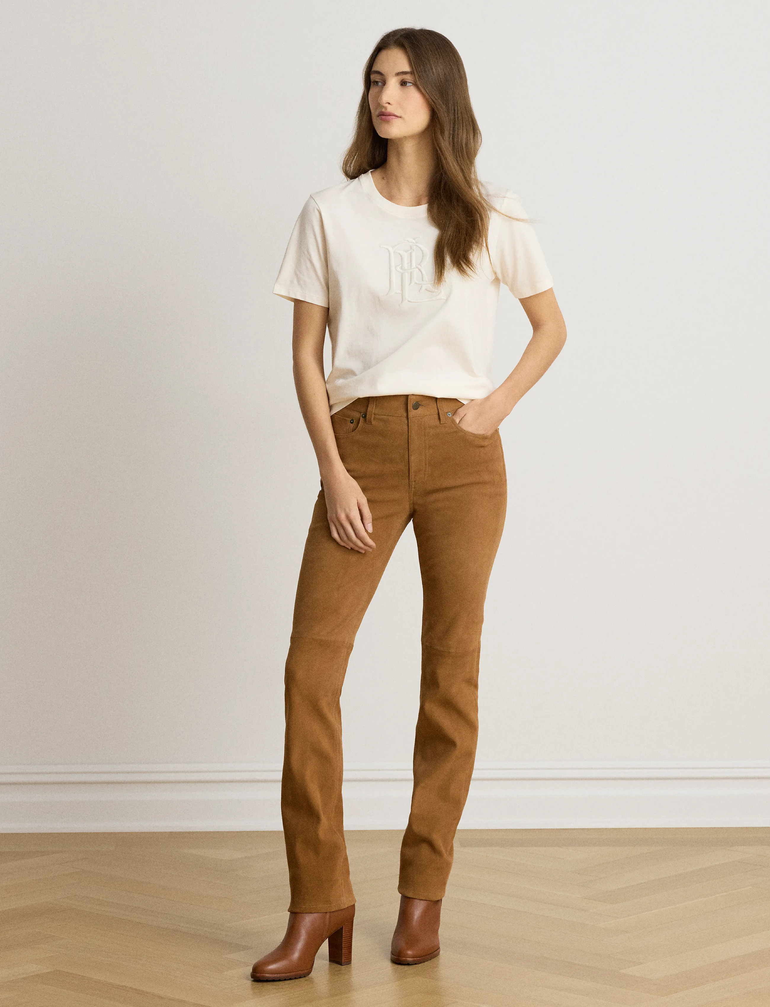 Lauren Ralph Lauren - Embroidered-Logo Cotton Jersey Tee - t-shirts - mascarpone cream - 2