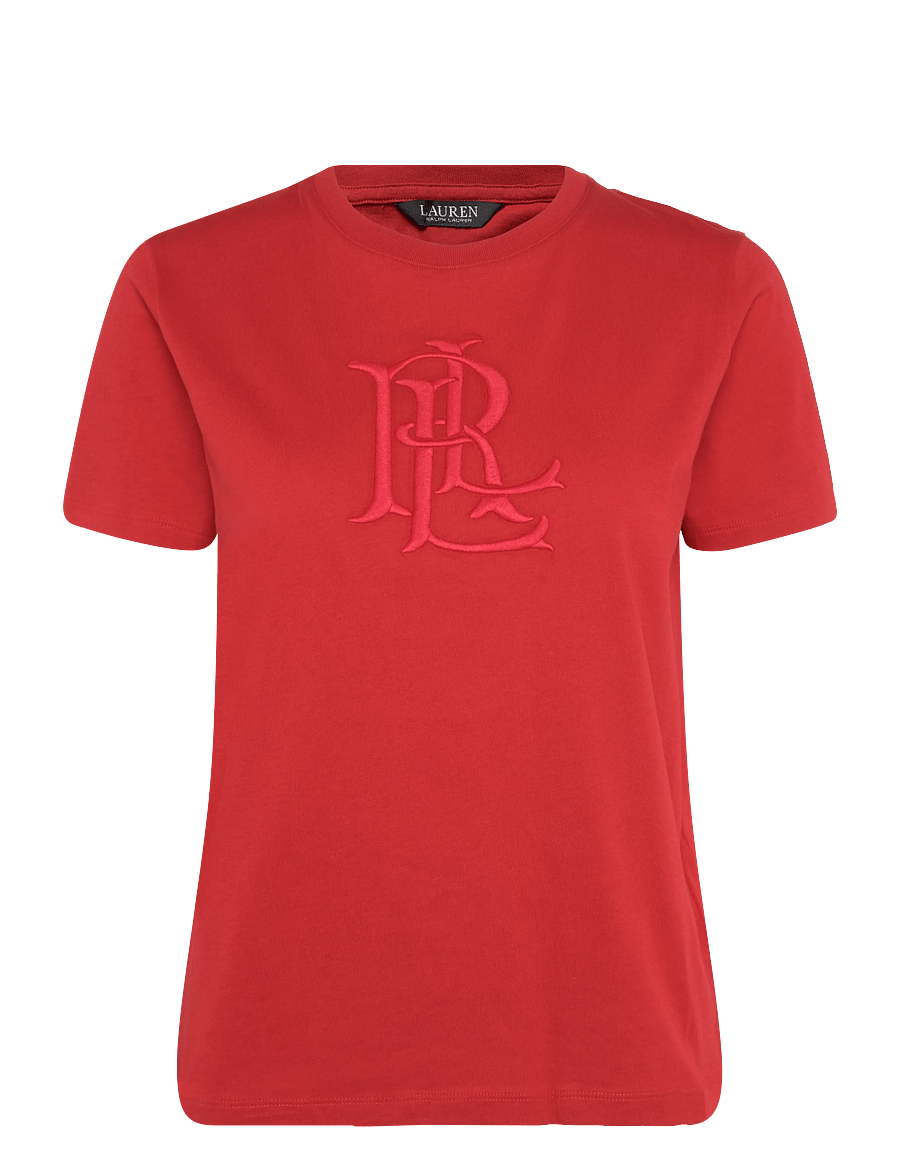 Lauren Ralph Lauren - Embroidered-Logo Cotton Jersey Tee - t-shirts - ralph red - 2
