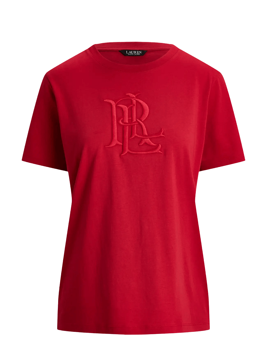 Lauren Ralph Lauren - Embroidered-Logo Cotton Jersey Tee - t-shirts - ralph red - 1