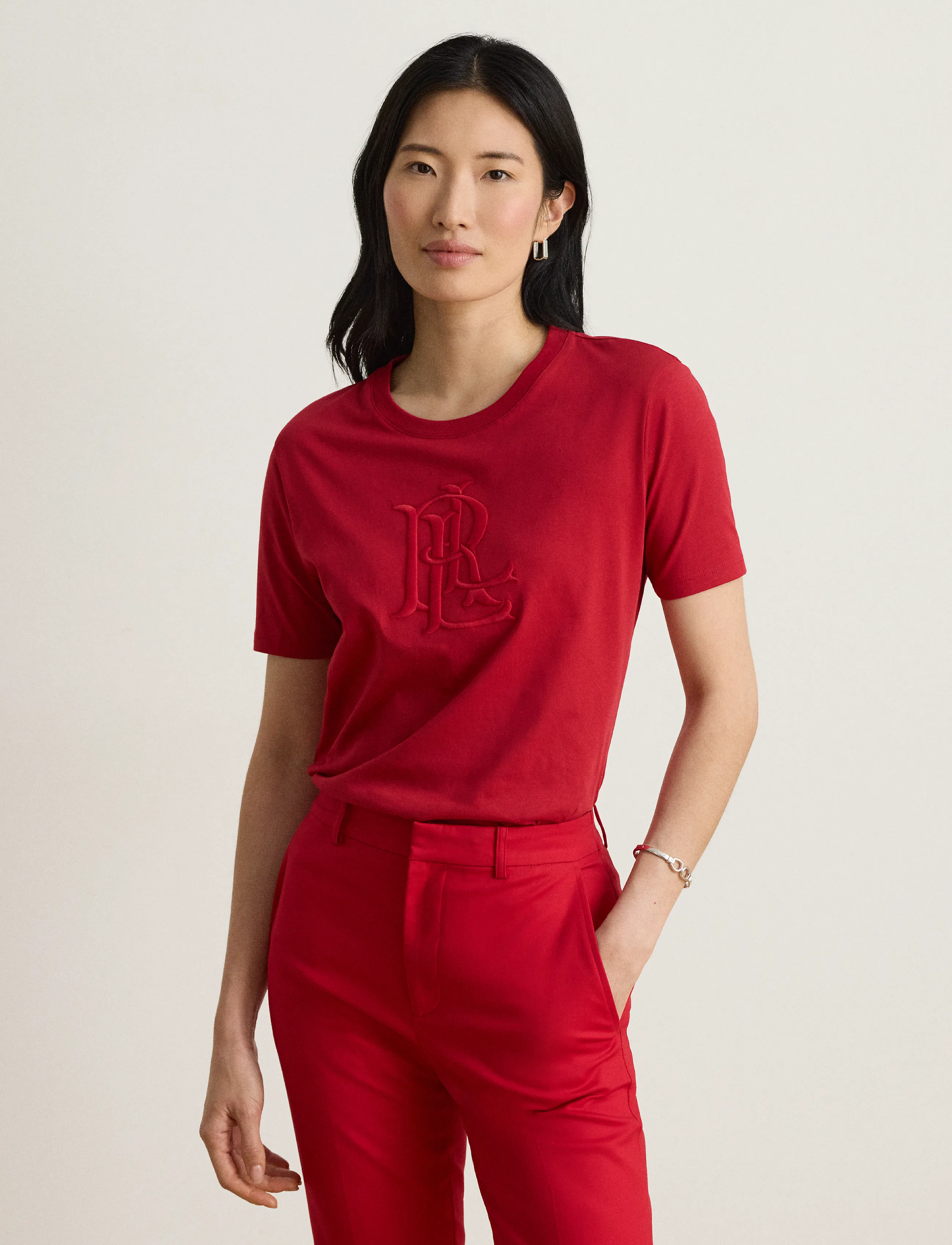 Lauren Ralph Lauren Embroidered-Logo Cotton Jersey Tee - Autumn/Winter 2026 - RALPH RED / red