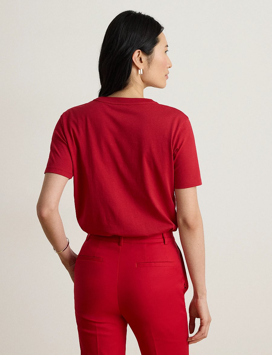 Lauren Ralph Lauren - Embroidered-Logo Cotton Jersey Tee - t-shirts - ralph red - 2