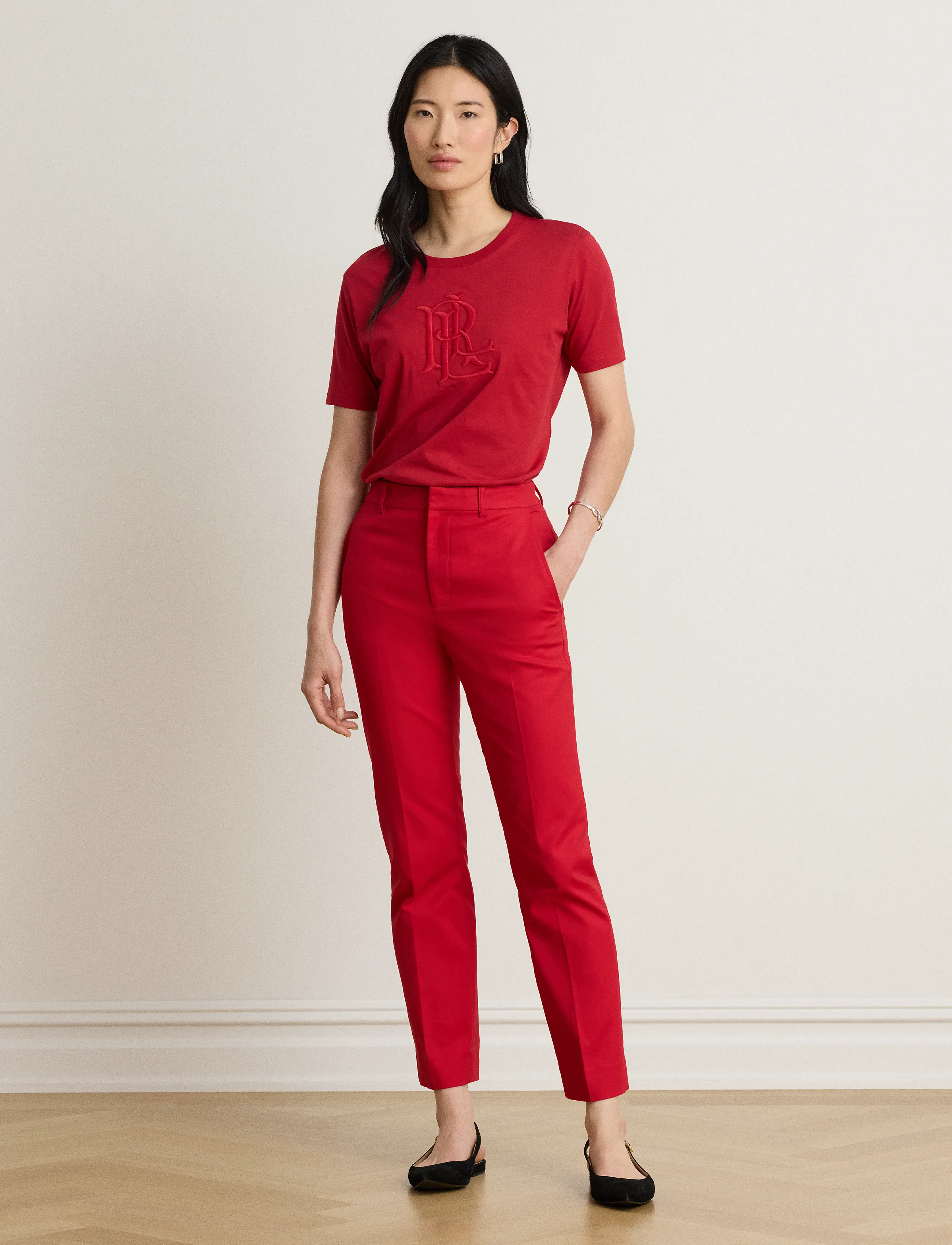 Lauren Ralph Lauren - Embroidered-Logo Cotton Jersey Tee - t-shirts - ralph red - 4
