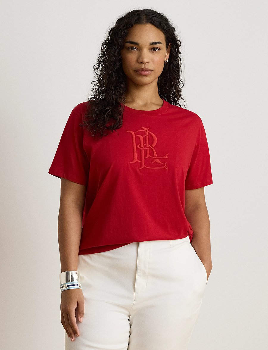 Lauren Ralph Lauren - Embroidered-Logo Cotton Jersey Tee - t-shirts - ralph red - 5