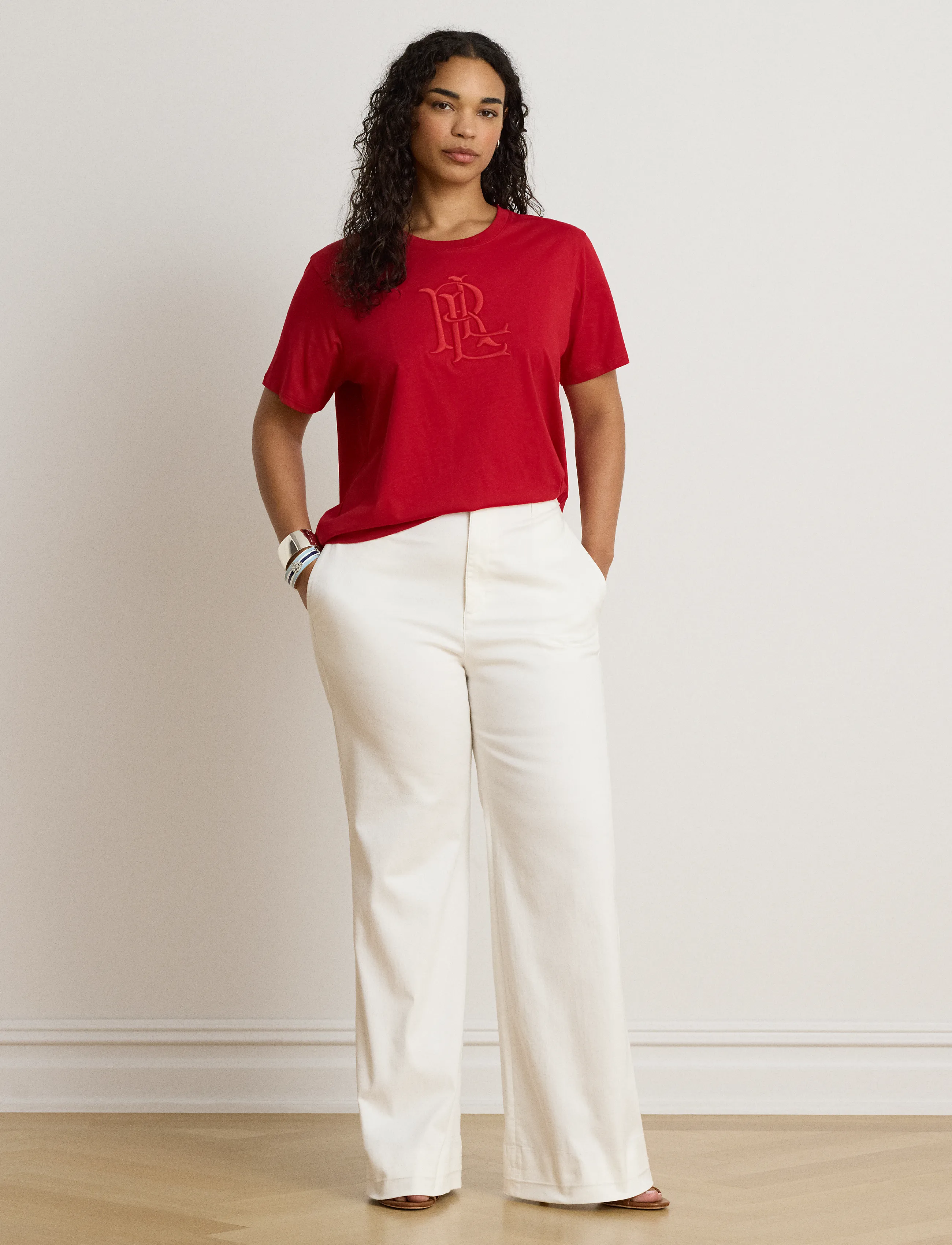 Lauren Ralph Lauren Embroidered-Logo Cotton Jersey Tee t-shirts dam – bild 7