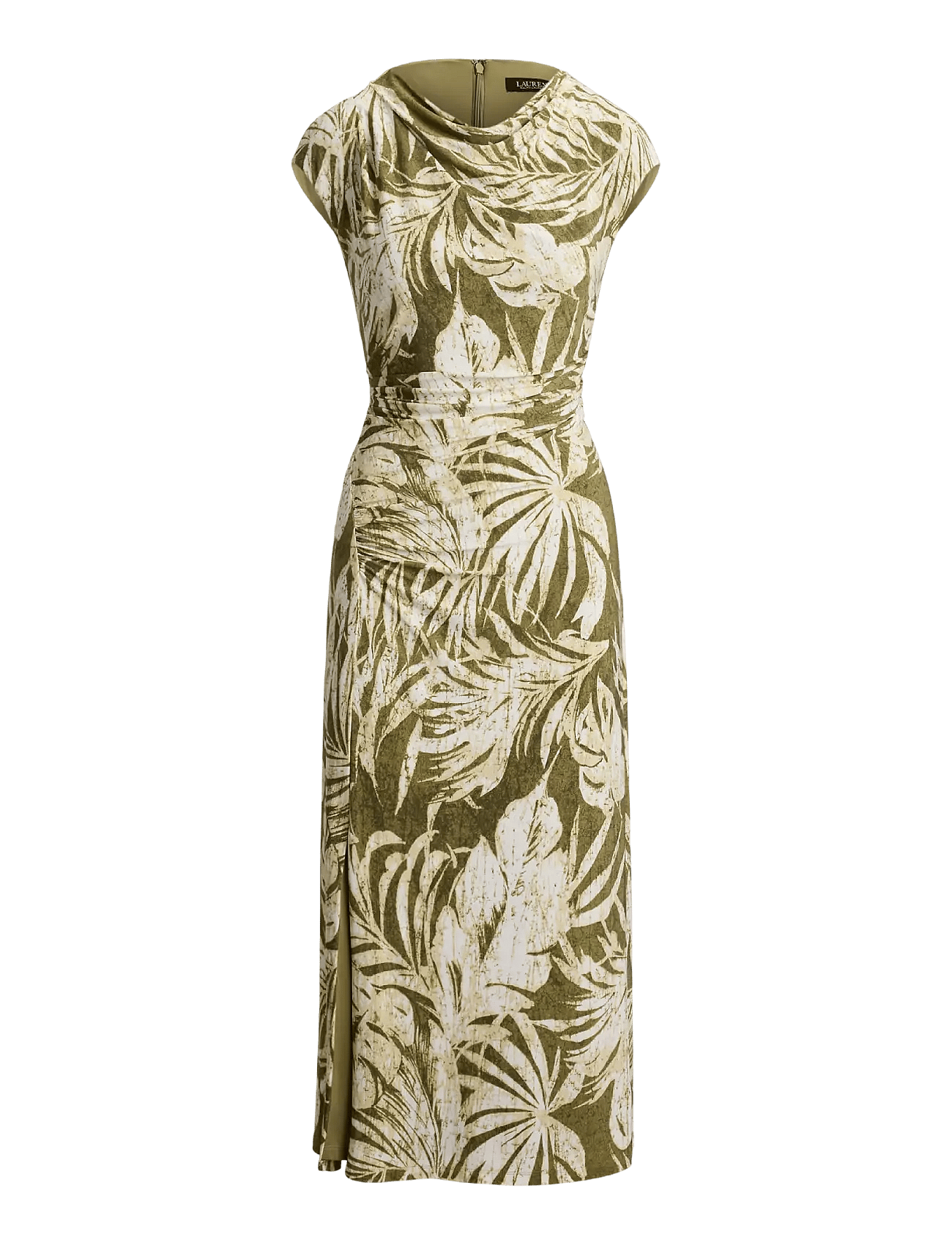 Lauren Ralph Lauren | Palm-Frond-Print Jersey Cowlneck Dress | 42