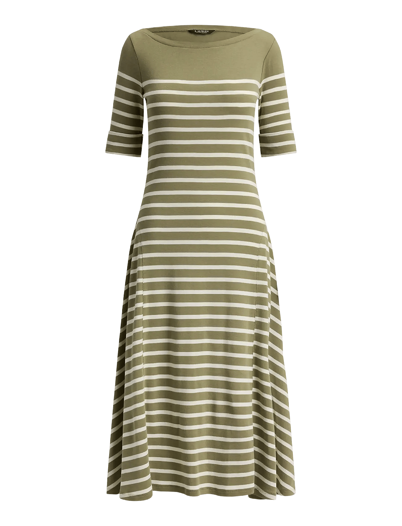 Lauren Ralph Lauren | Breton-Stripe Cotton Ribbed Midi Dress | S