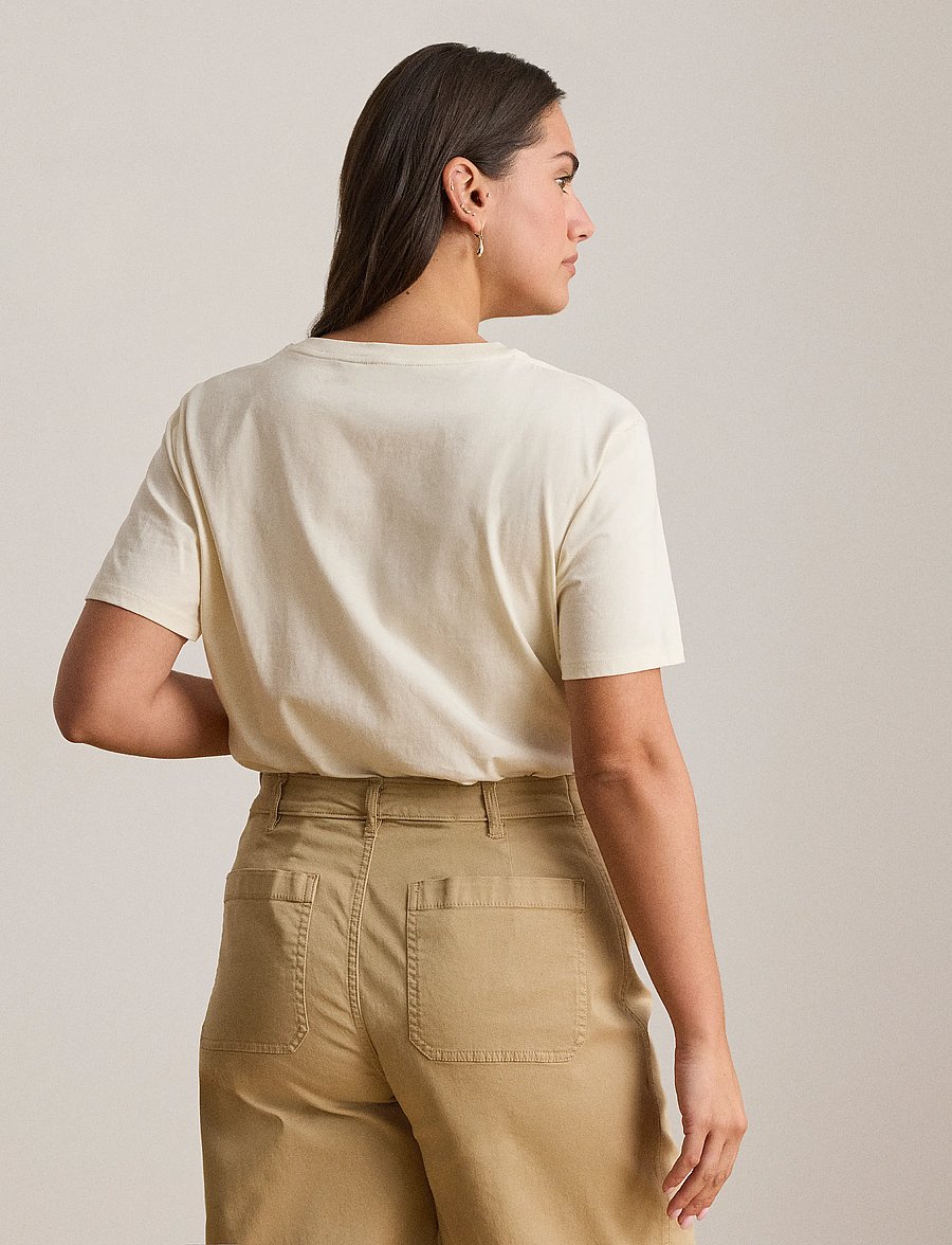 Lauren Ralph Lauren - Embroidered-Crest Cotton Jersey Tee - mascarpone cream - 2