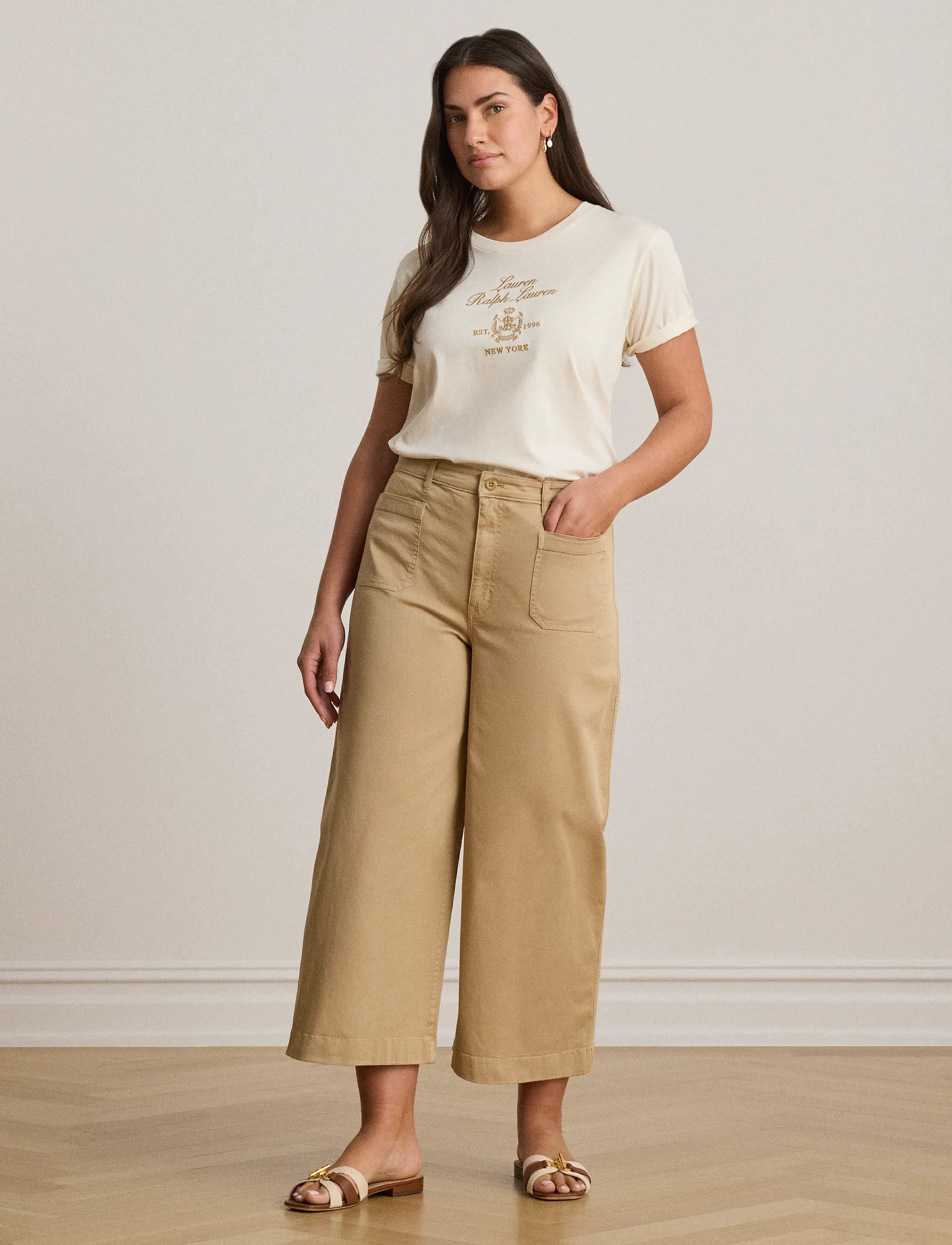 Lauren Ralph Lauren - Embroidered-Crest Cotton Jersey Tee - mascarpone cream - 4