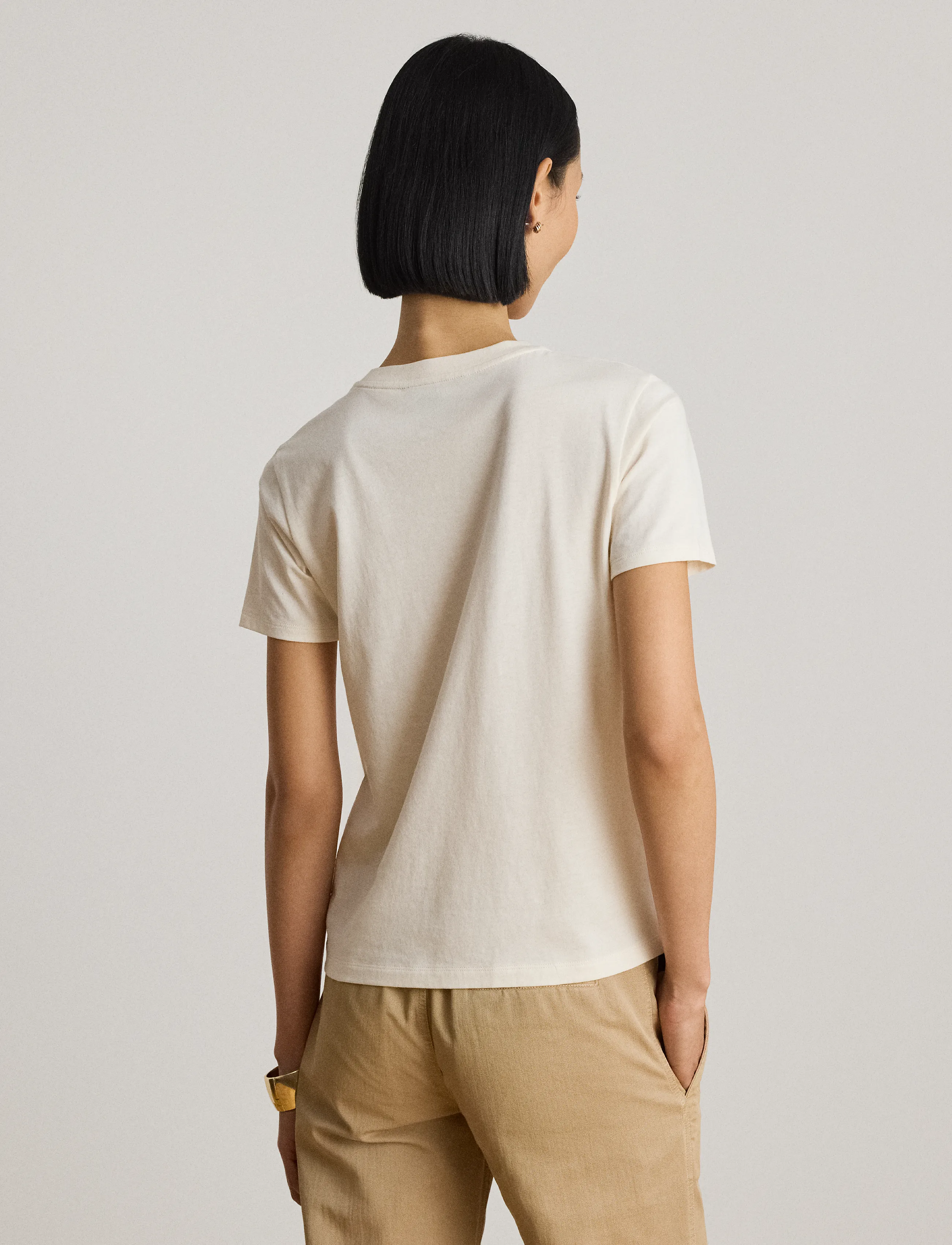 Lauren Ralph Lauren Embroidered-Crest Cotton Jersey Tee - Lauren Ralph Lauren - MASCARPONE CREAM / cream
