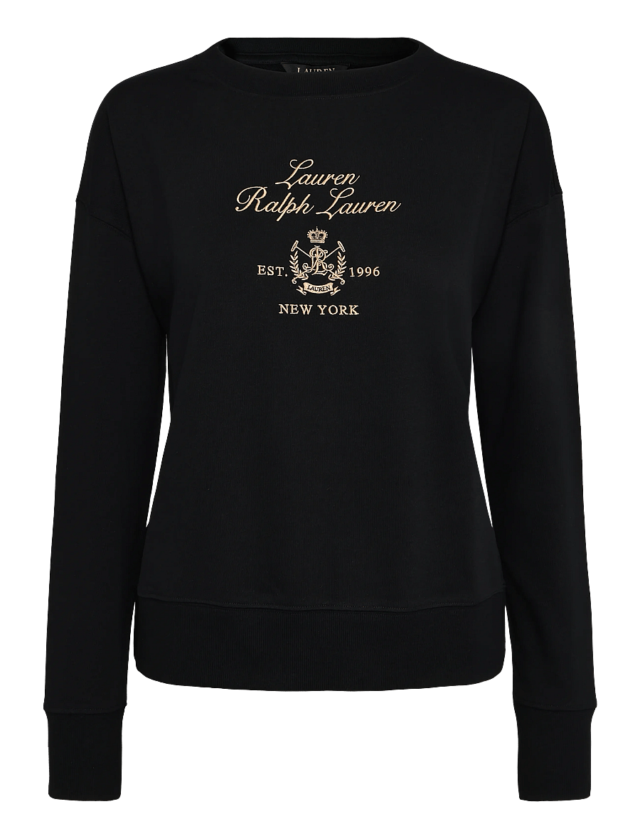 Lauren Ralph Lauren - Embroidered-Crest French Terry Pullover - sweatshirts - black - 1