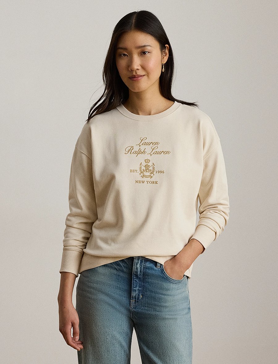 Lauren Ralph Lauren - Embroidered-Crest French Terry Pullover - mascarpone cream - 0