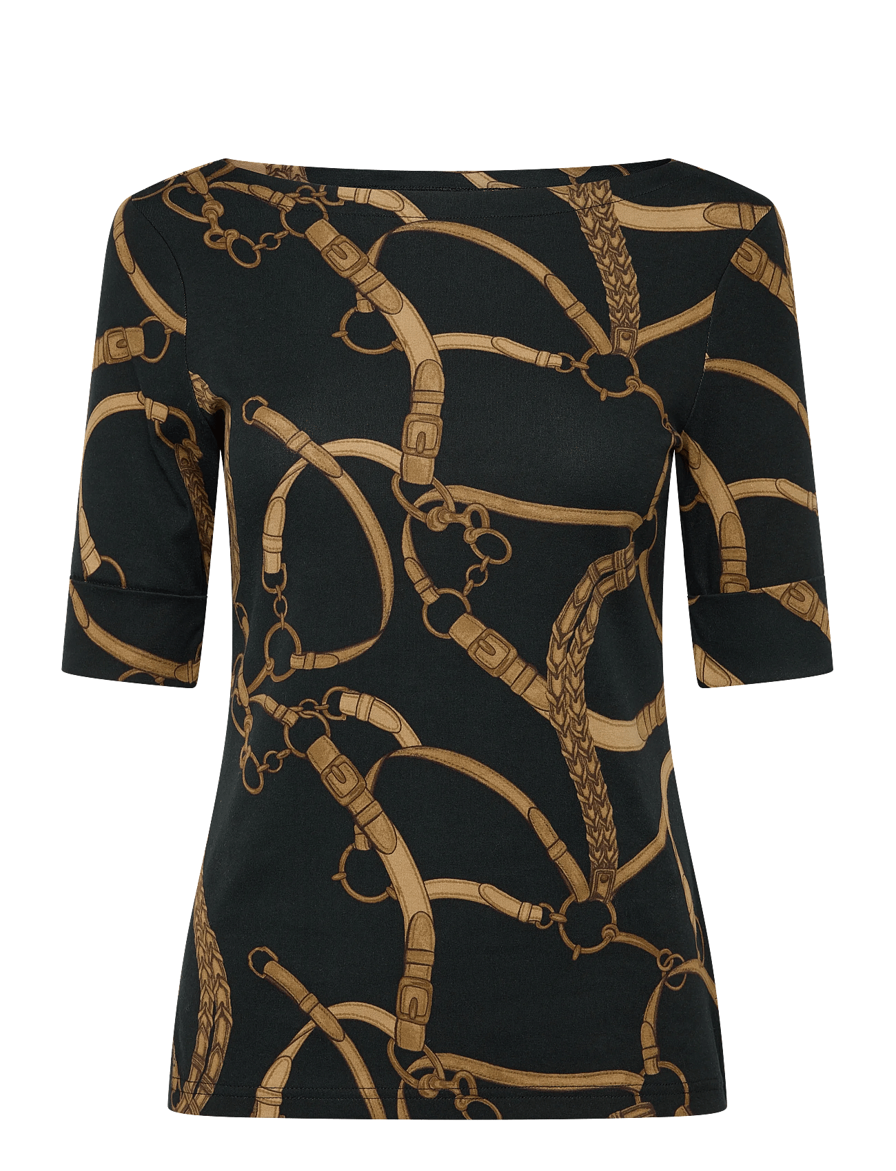 Lauren Ralph Lauren | Belting-Print Cotton Boatneck Tee | XL