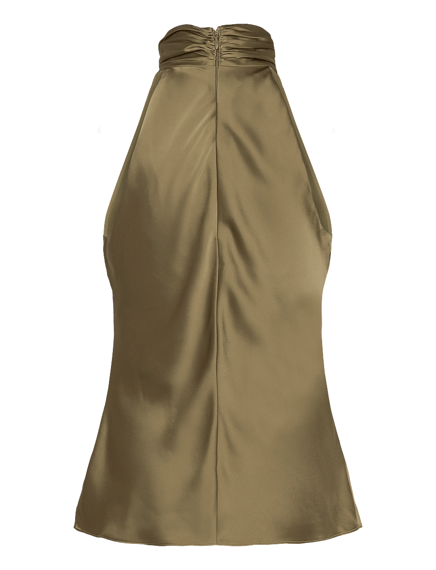 Lauren Ralph Lauren - Twist-Front Charmeuse Halter Blouse - blouses sans manches - light agave - 1