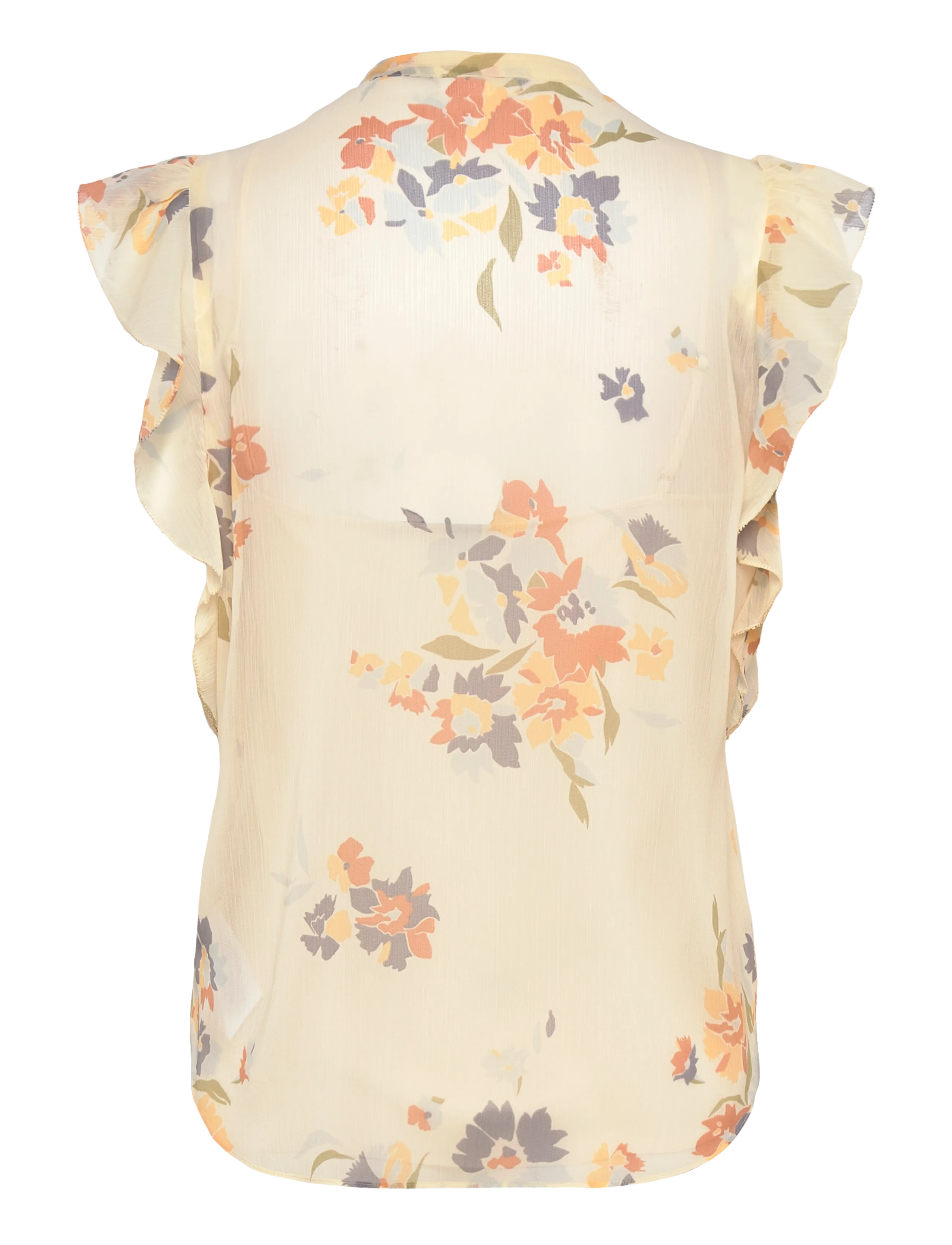 Lauren Ralph Lauren - Floral Pintucked Tie-Neck Blouse - blouses sans manches - cream multi - 1