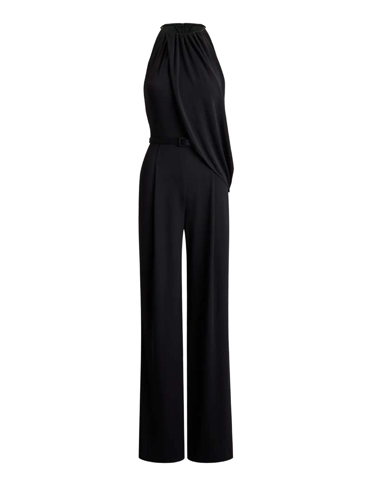 Lauren Ralph Lauren Belted Stretch Jersey Halter Jumpsuit - Jumpsuits - BLACK / black
