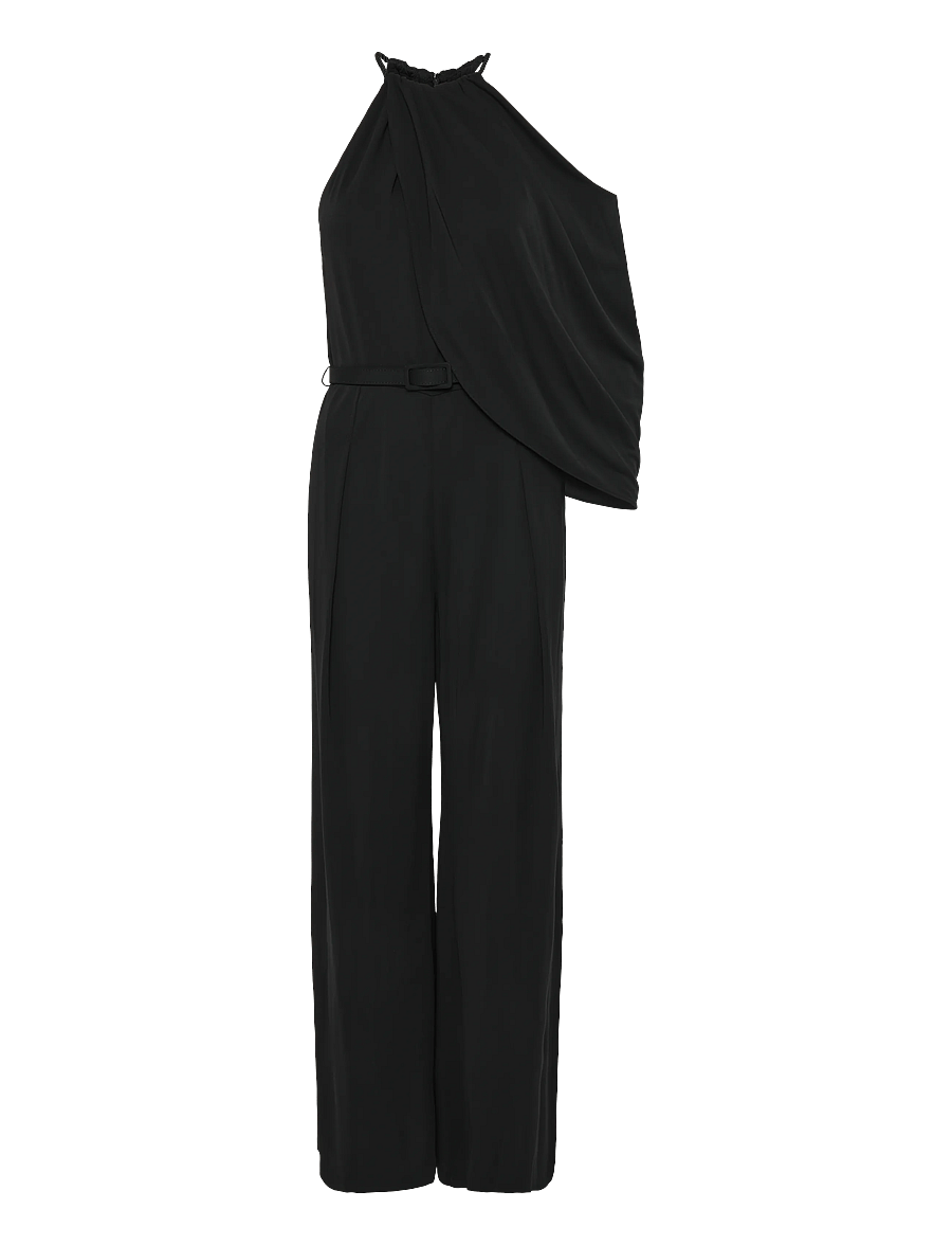 Lauren Ralph Lauren - Belted Stretch Jersey Halter Jumpsuit - jumpsuits - black - 1