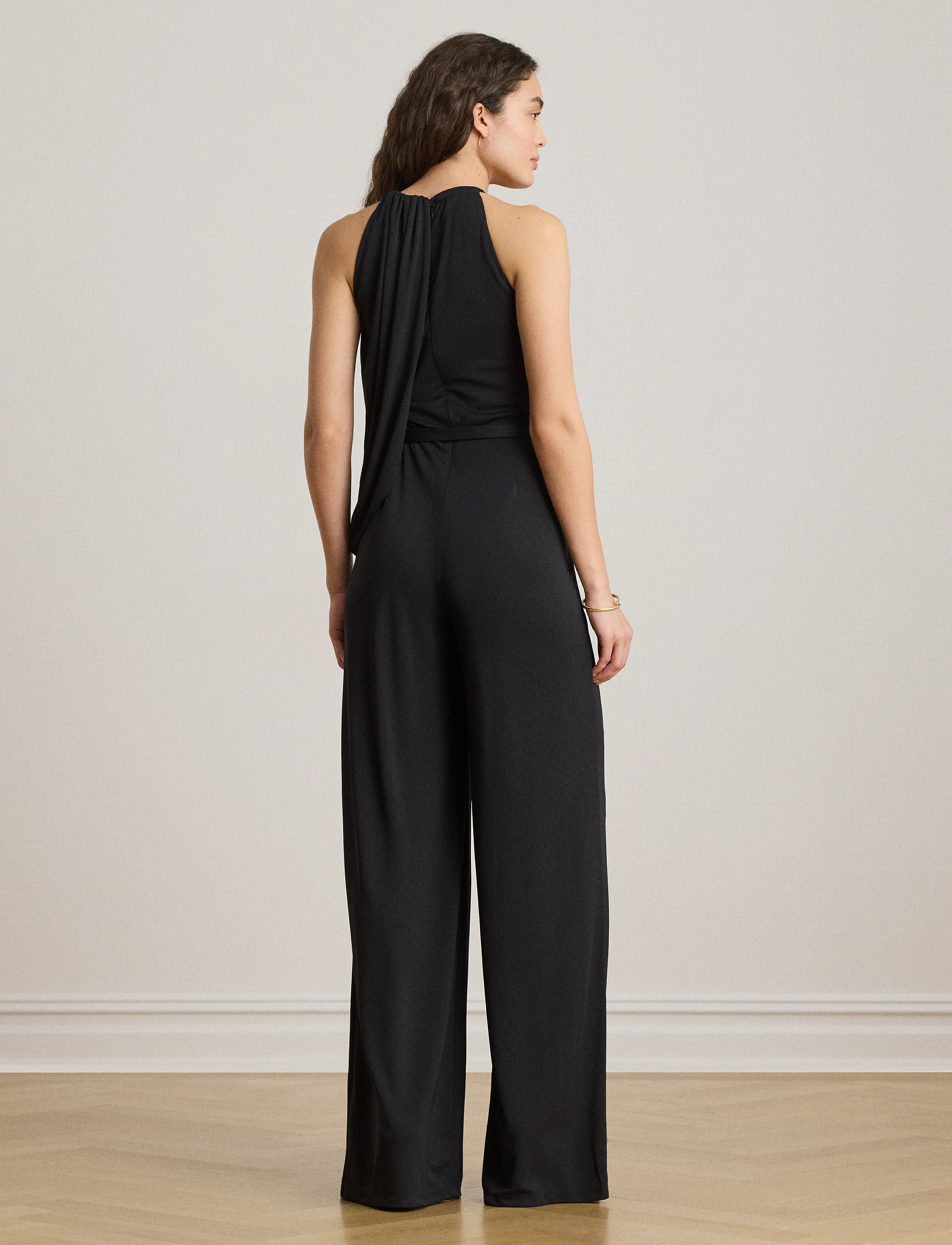 Lauren Ralph Lauren - Belted Stretch Jersey Halter Jumpsuit - buksedragter - black - 2