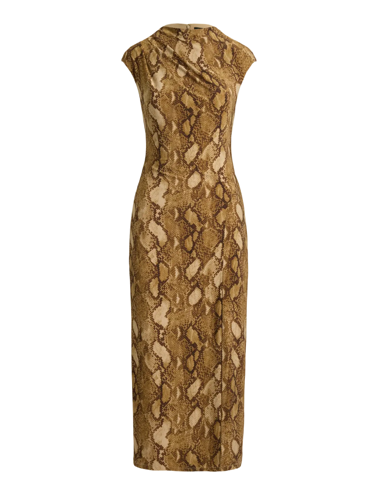 Lauren Ralph Lauren - Python-Print Jersey Cap-Sleeve Dress - stramme kjoler - tan multi - 1