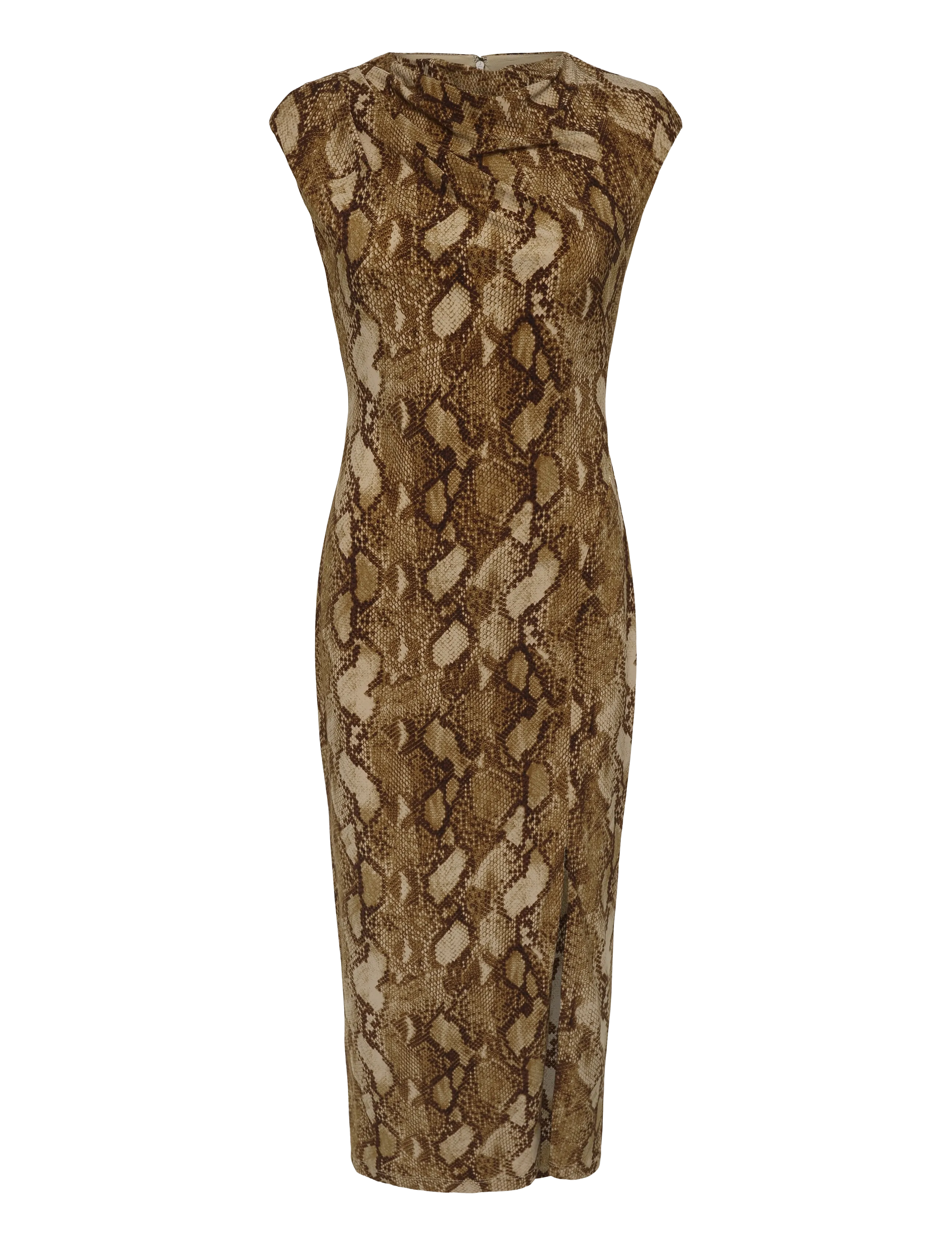 Lauren Ralph Lauren - Python-Print Jersey Cap-Sleeve Dress - stramme kjoler - tan multi - 1