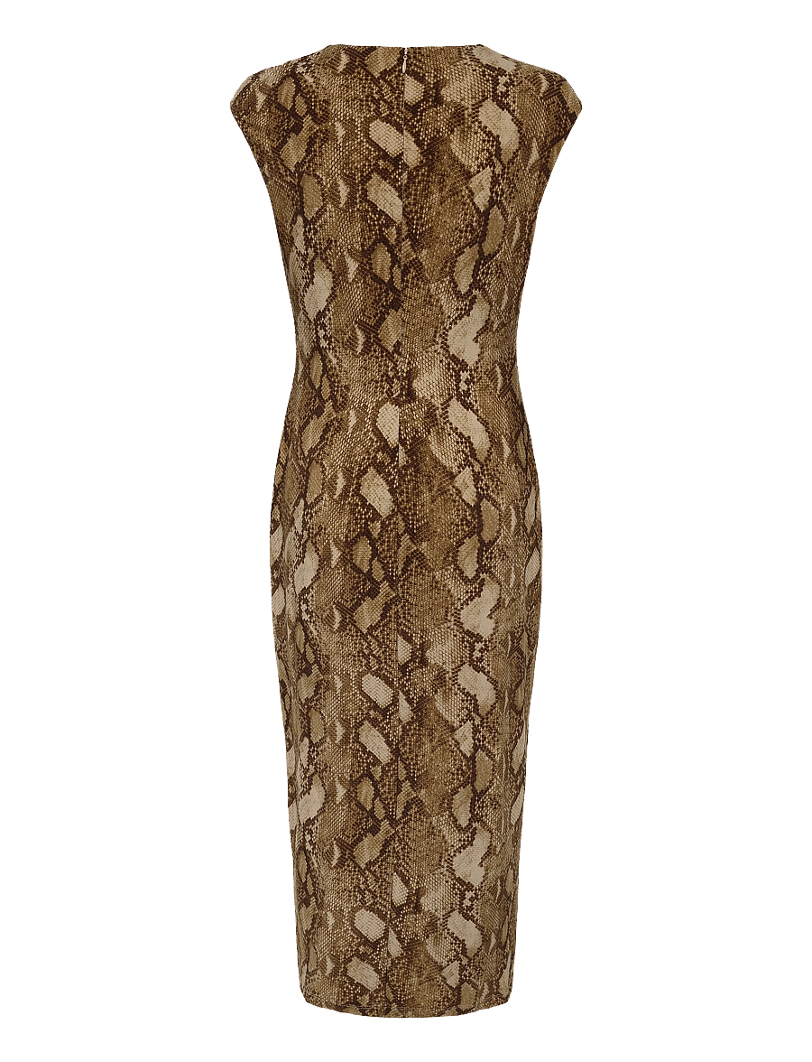 Lauren Ralph Lauren - Python-Print Jersey Cap-Sleeve Dress - stramme kjoler - tan multi - 2