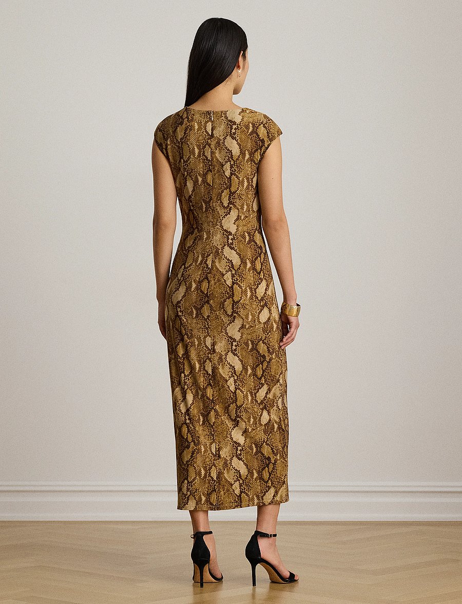 Lauren Ralph Lauren - Python-Print Jersey Cap-Sleeve Dress - stramme kjoler - tan multi - 2