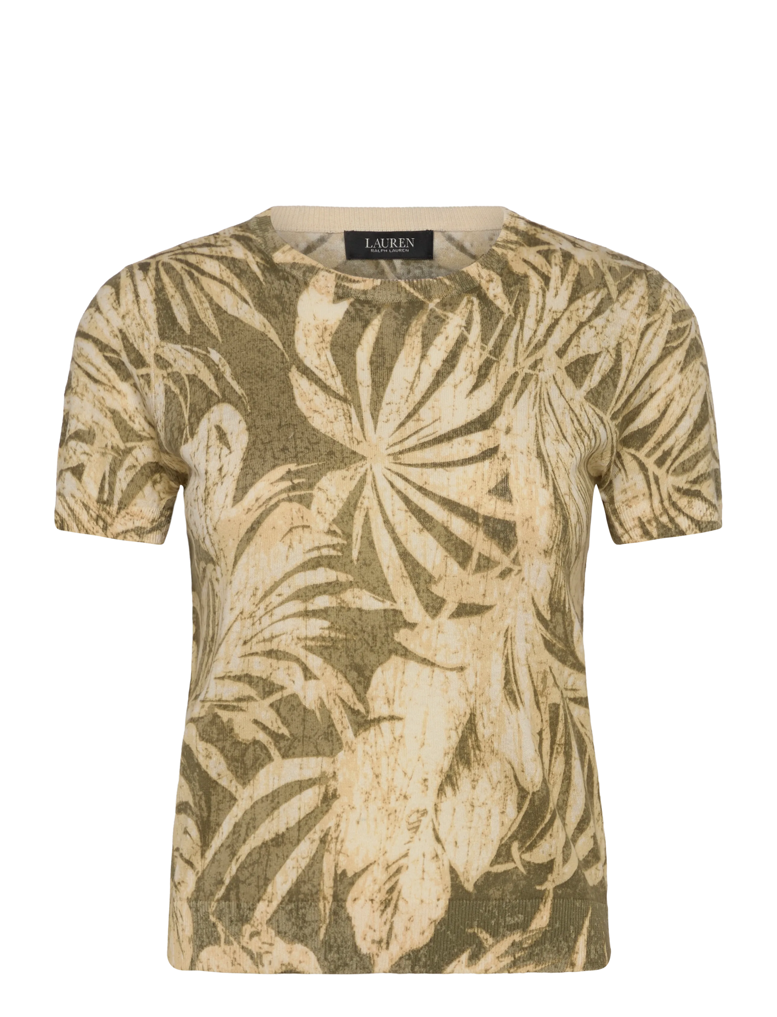 Lauren Ralph Palm-Frond-Print Short-Sleeve Sweater, XL, Blouses, Grün - Short-sleeved, Frauen