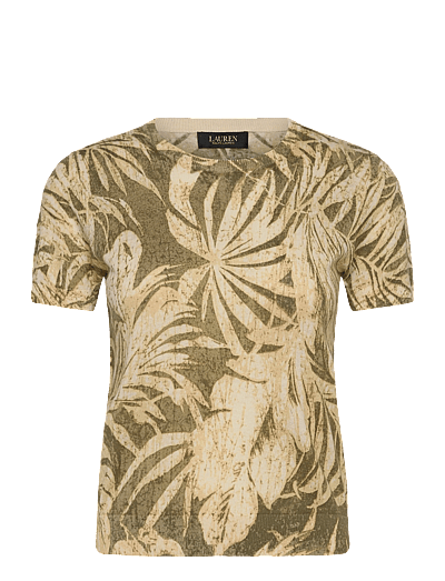 Lauren Ralph Lauren Palm-Frond-Print Short-Sleeve Sweater - Kurzärmelige Blusen - OLIVE MULTI / green