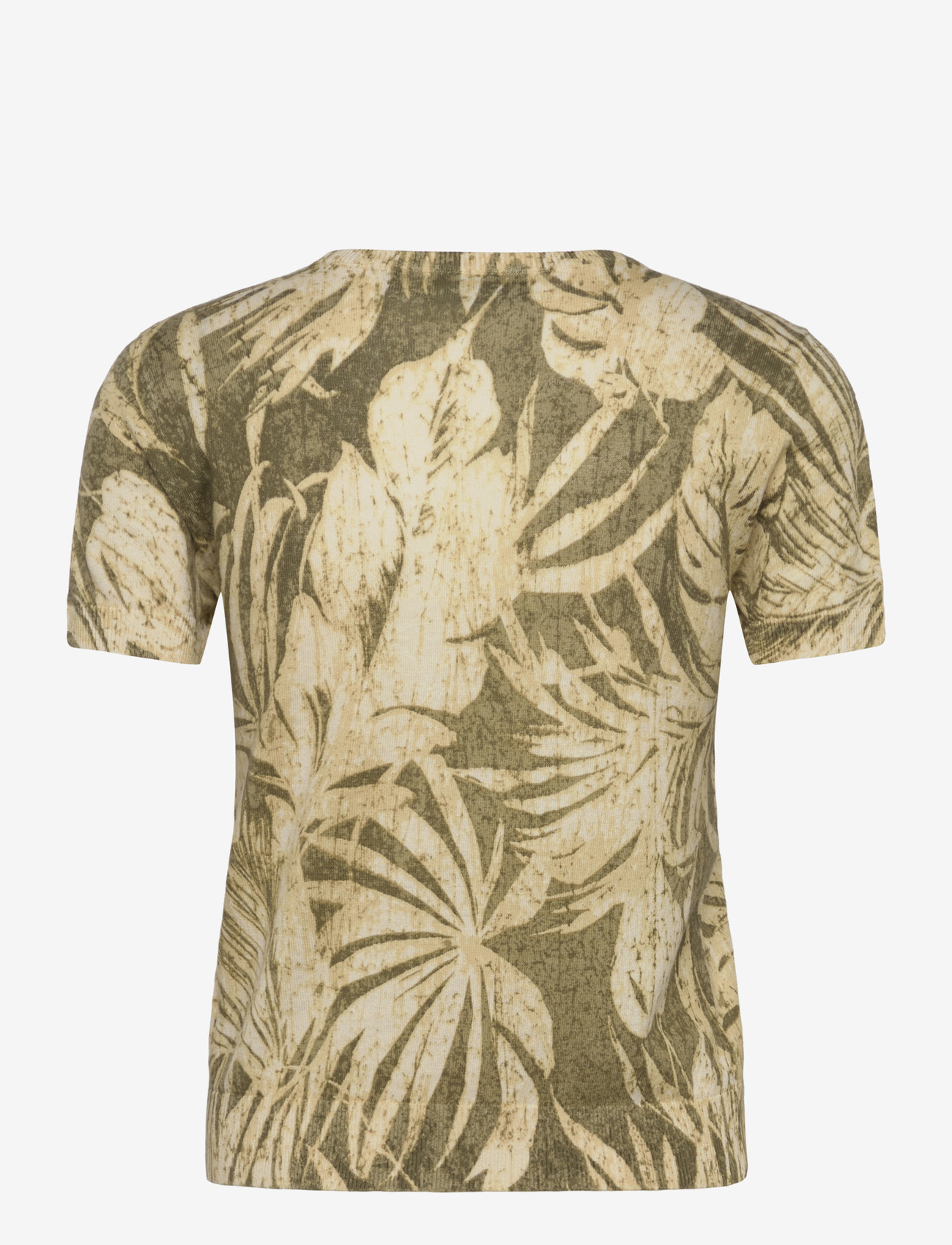 Lauren Ralph Lauren - Palm-Frond-Print Short-Sleeve Sweater - kurzämlige blusen - olive multi - 1