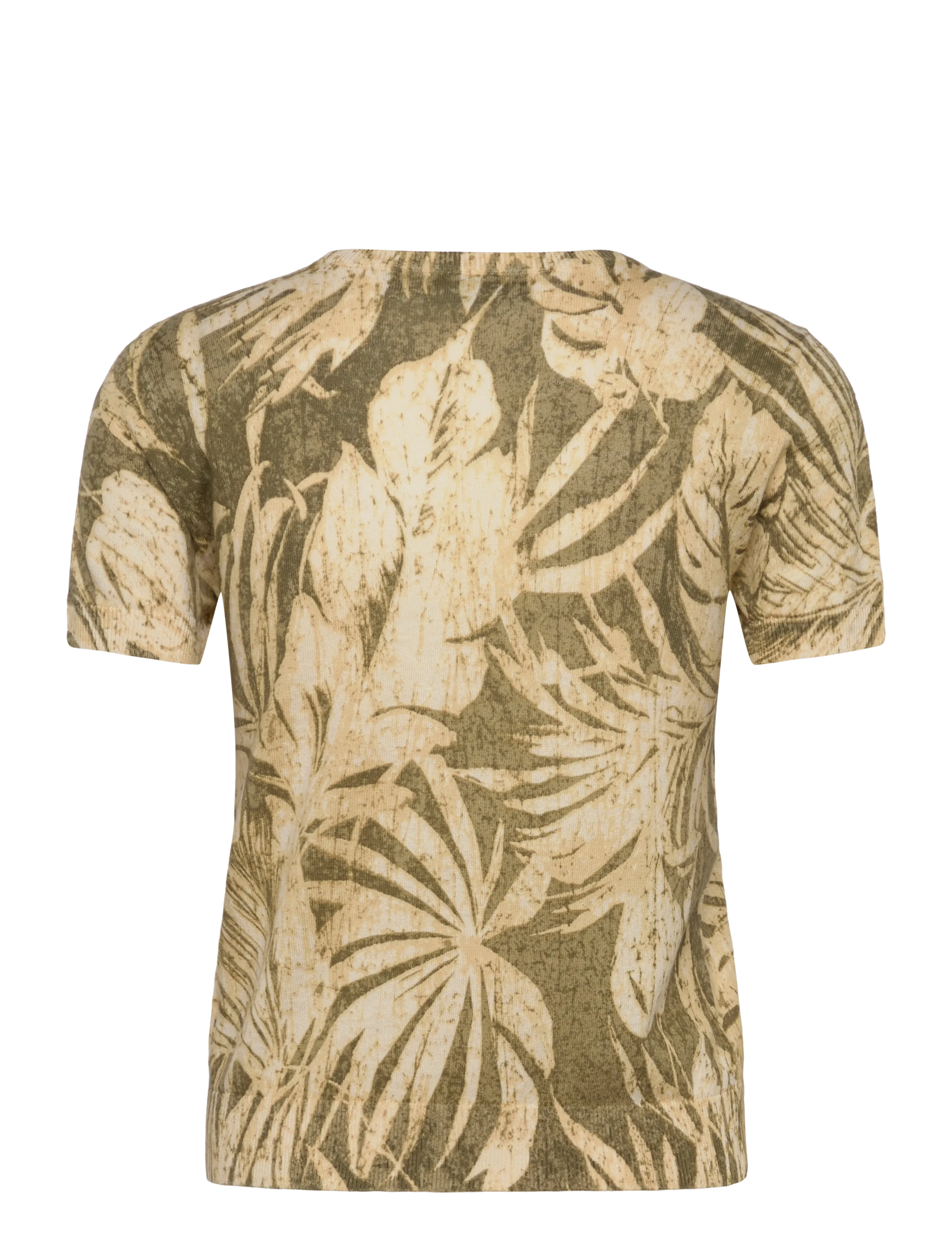 Lauren Ralph Lauren - Palm-Frond-Print Short-Sleeve Sweater - short-sleeved blouses - olive multi - 1