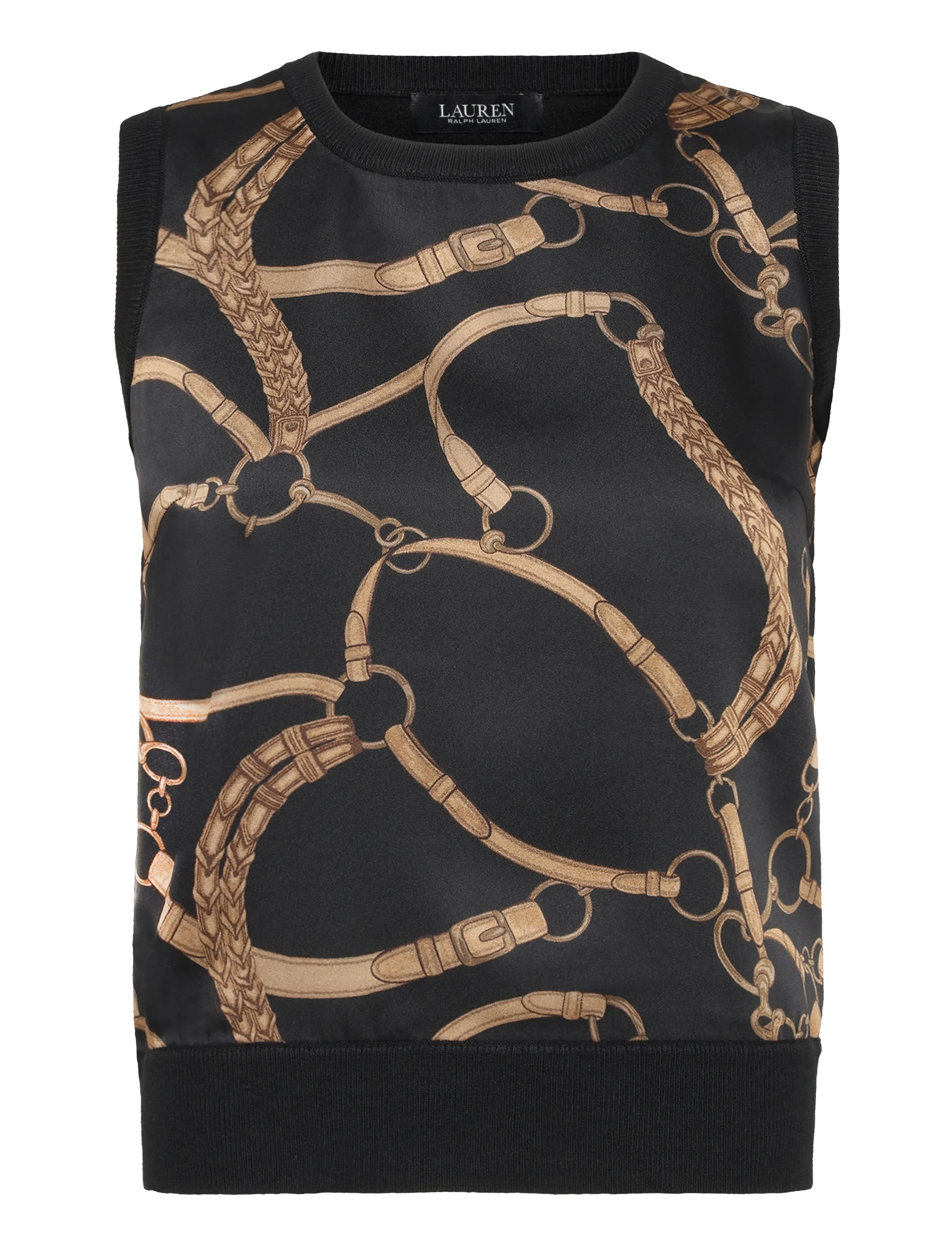 Lauren Ralph Lauren Belting-Print Sleeveless Sweater - Linnen - BLACK MULTI / black