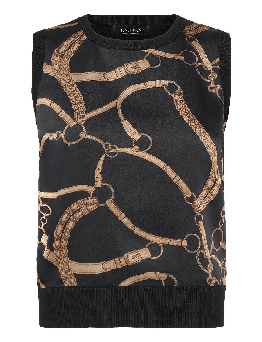 Lauren Ralph Lauren - Belting-Print Sleeveless Sweater - Ärmellose tops - black multi - 1