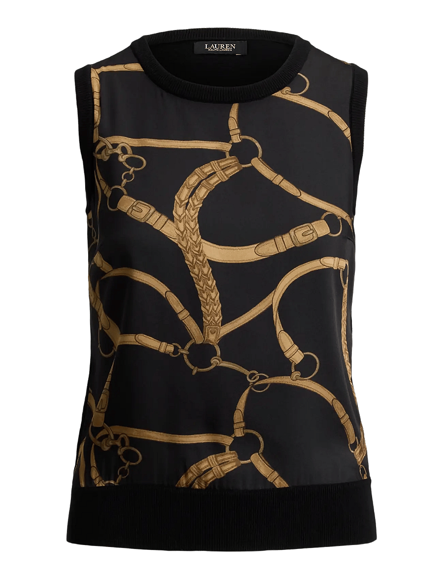 Lauren Ralph Lauren - Belting-Print Sleeveless Sweater - Ärmellose tops - black multi - 1