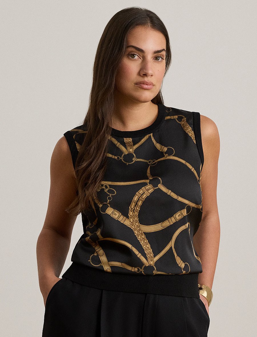 Lauren Ralph Lauren - Belting-Print Sleeveless Sweater - Ärmellose tops - black multi - 0