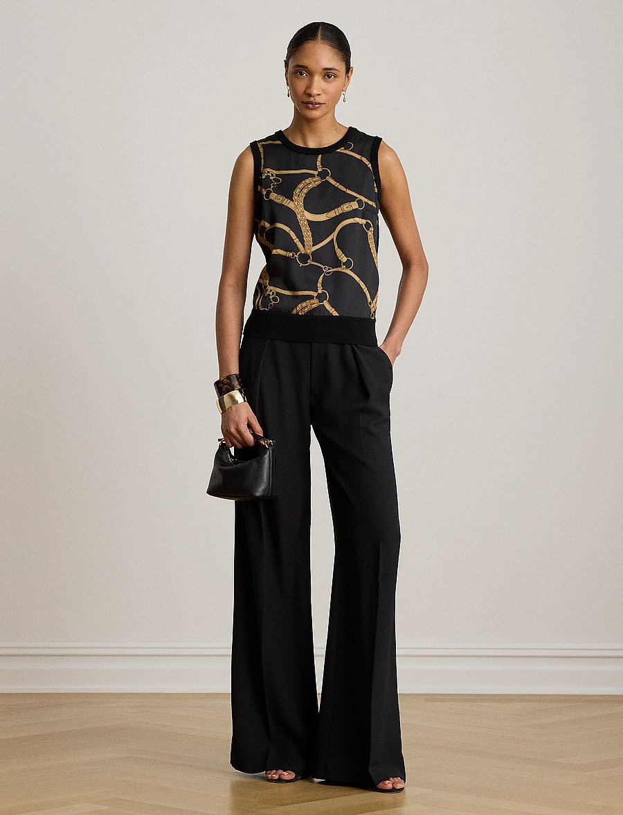 Lauren Ralph Lauren - Belting-Print Sleeveless Sweater - Ärmellose tops - black multi - 3