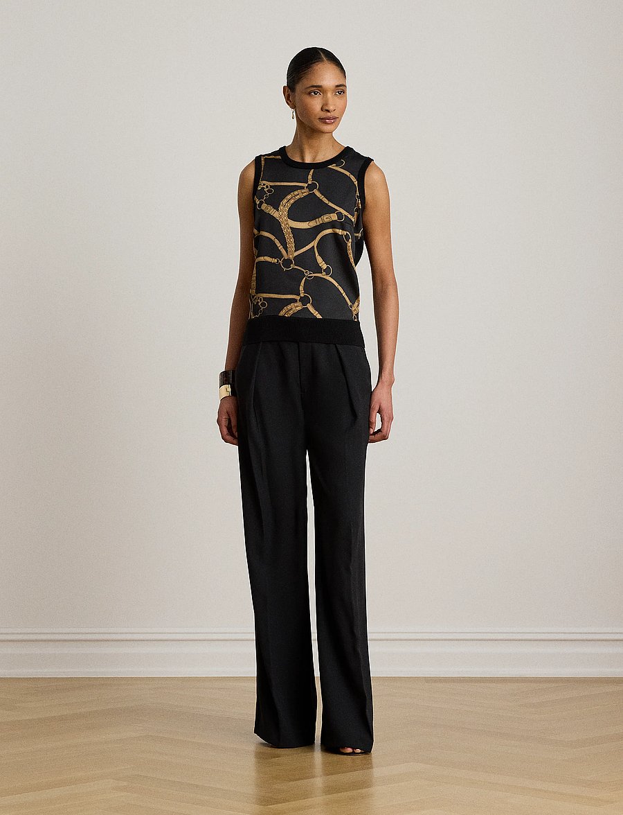Lauren Ralph Lauren - Belting-Print Sleeveless Sweater - Ärmellose tops - black multi - 4