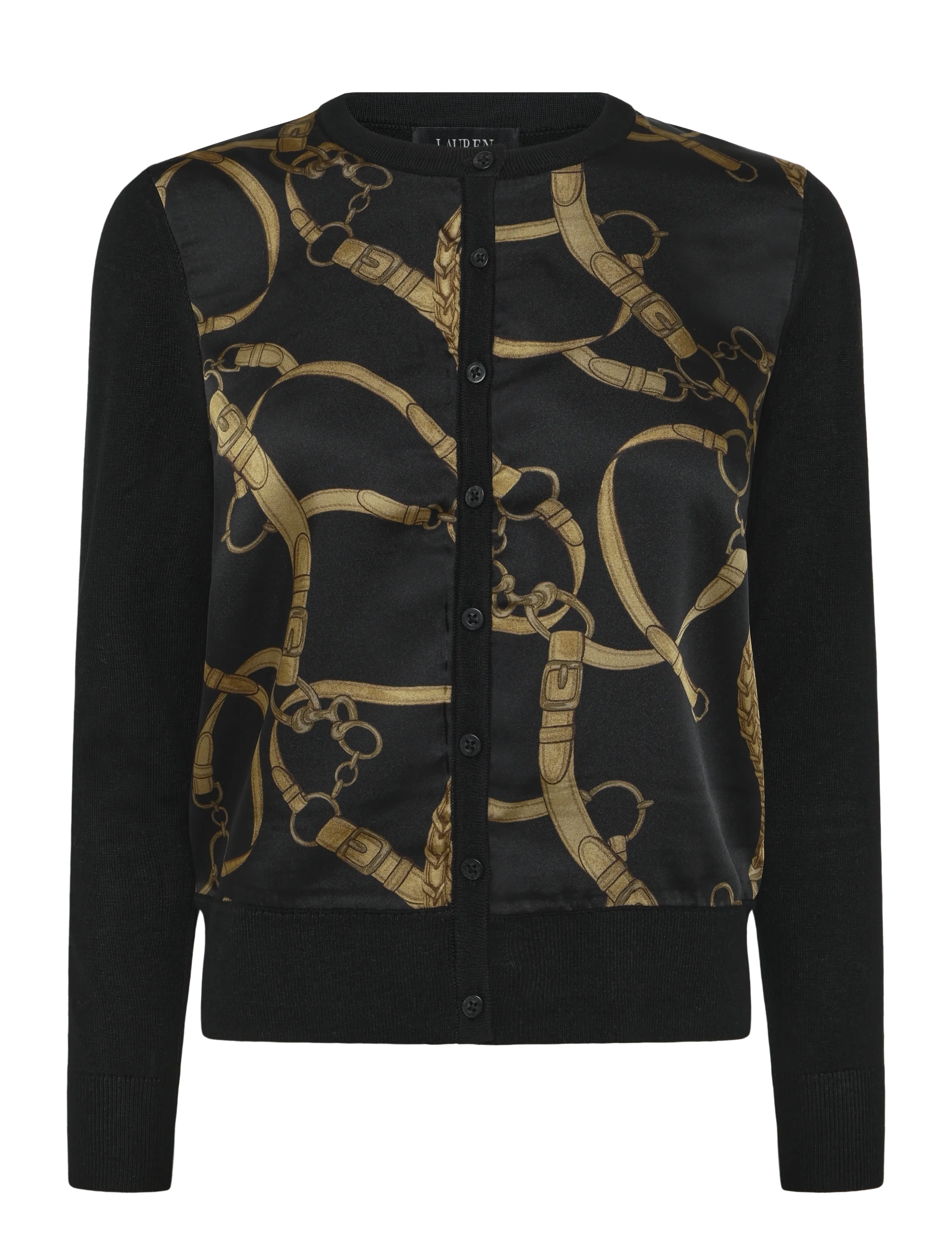 Lauren Ralph Lauren Belting-Print Cotton-Blend Cardigan - Kardiganid - BLACK MULTI / black