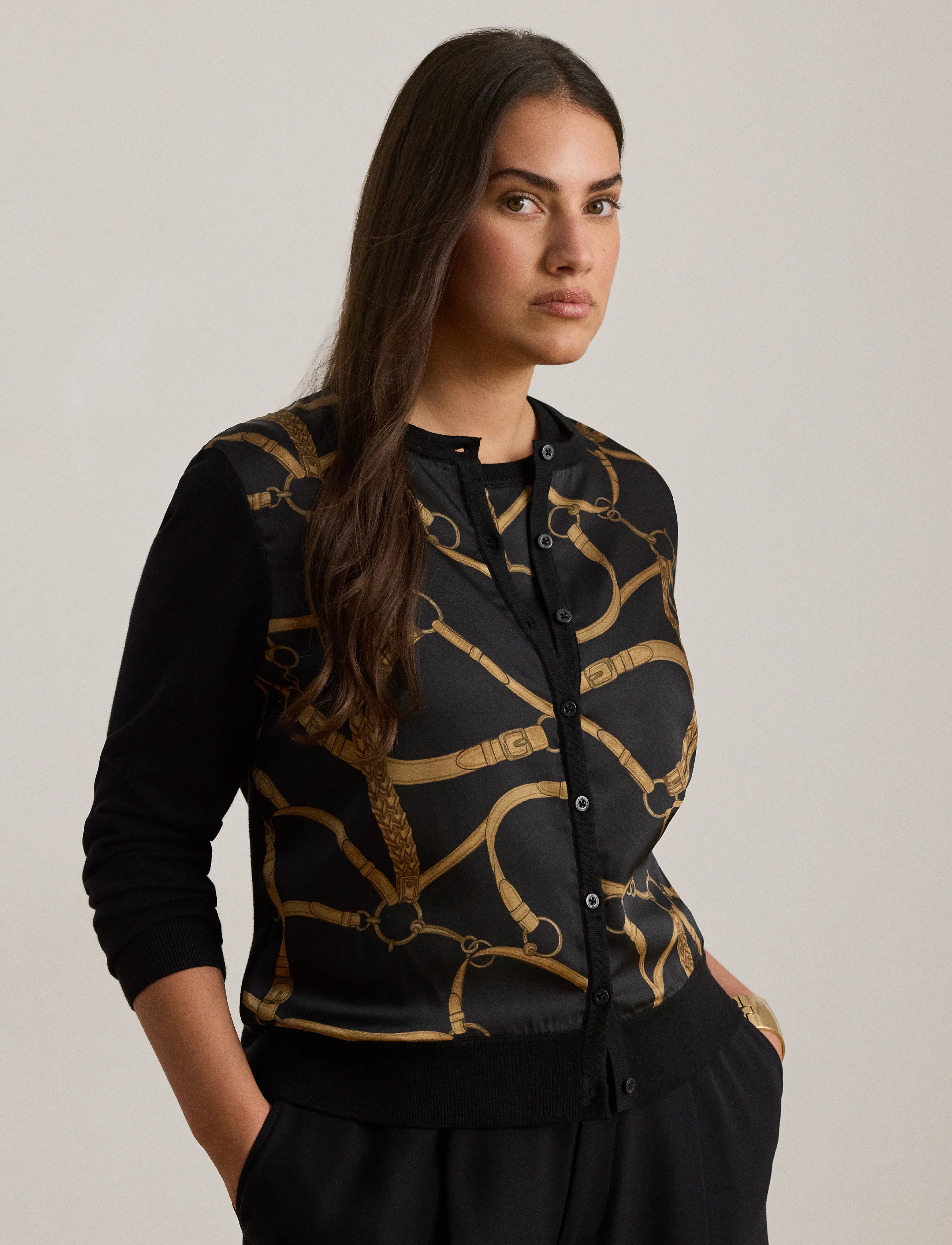 Belting-Print Cotton-Blend Cardigan 4