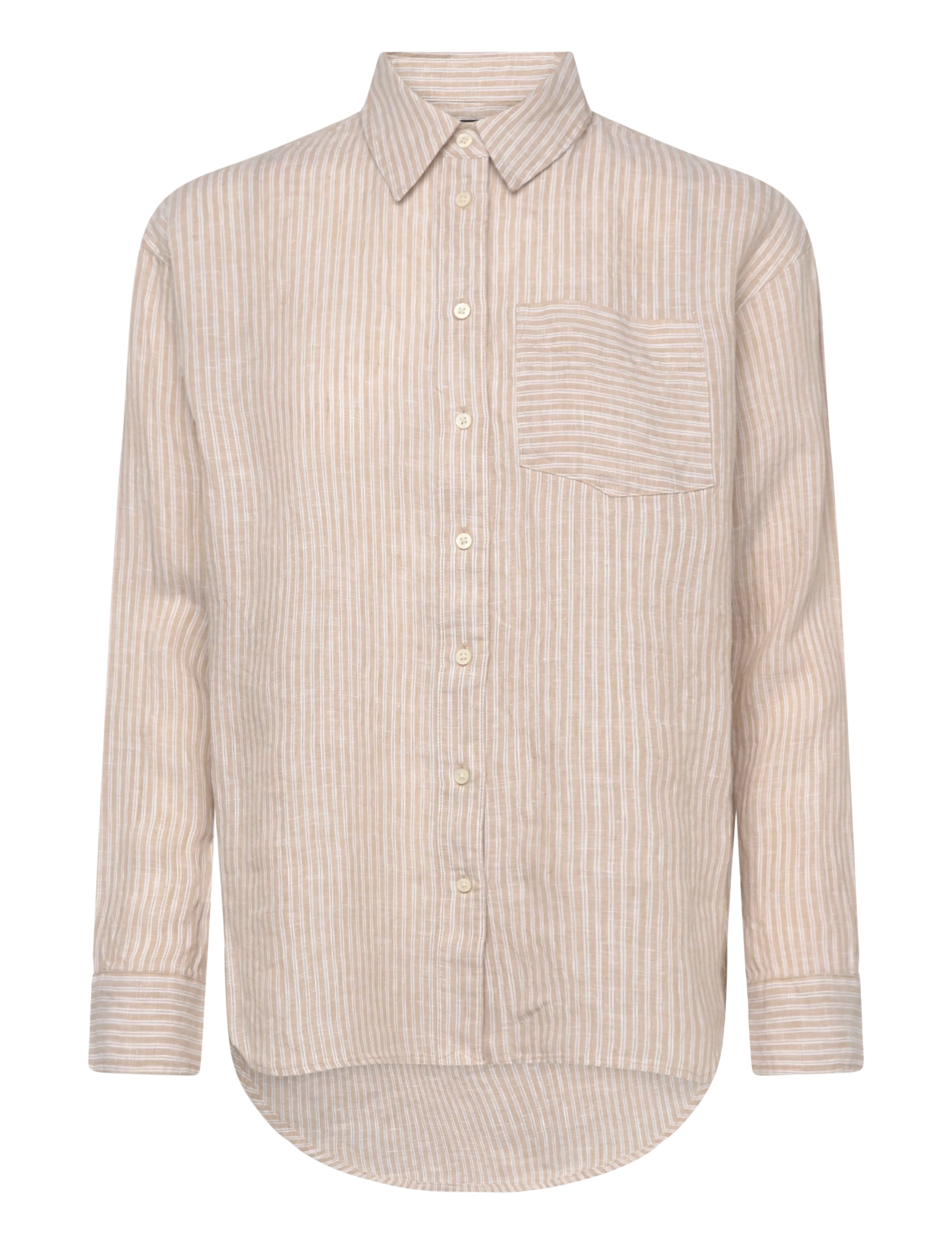 Lauren Ralph Lauren Y/D TISSUE LINEN-WVN-SHIRT - Tøj - TAN/WHITE / cream