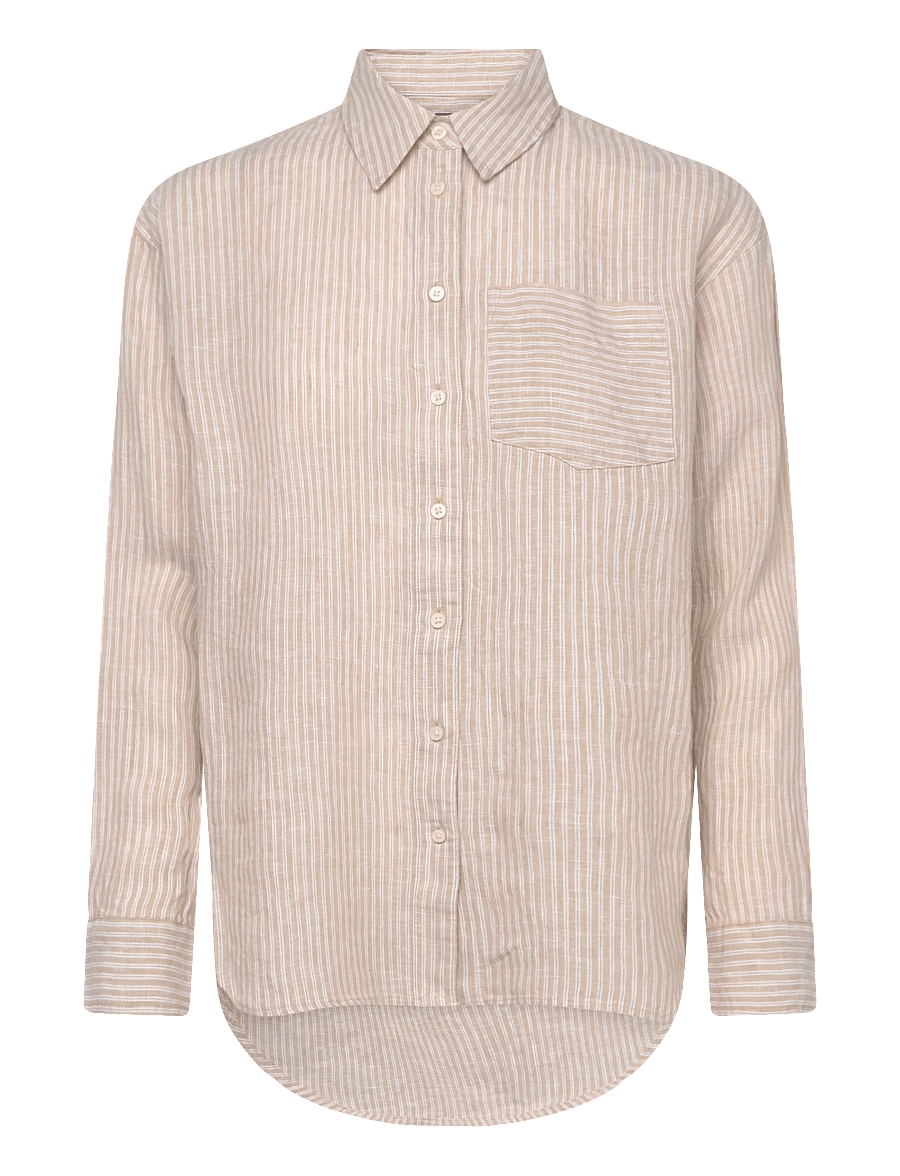 Lauren Ralph Lauren - Y/D TISSUE LINEN-WVN-SHIRT - chemises de lin - tan/white - 1