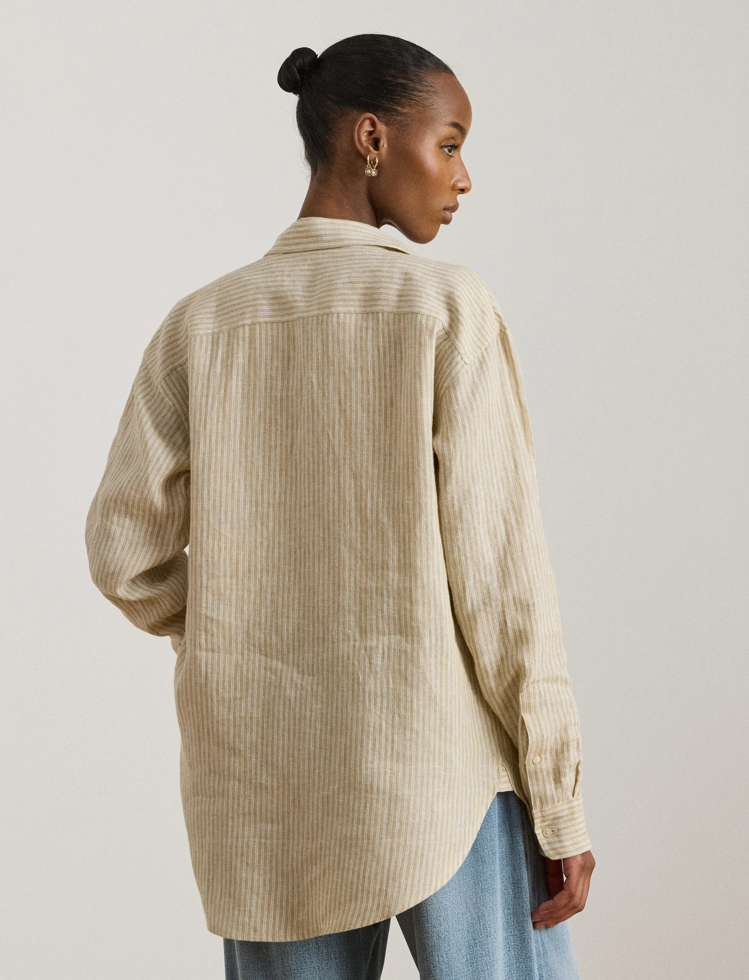 Lauren Ralph Lauren - Y/D TISSUE LINEN-WVN-SHIRT - chemises de lin - tan/white - 5
